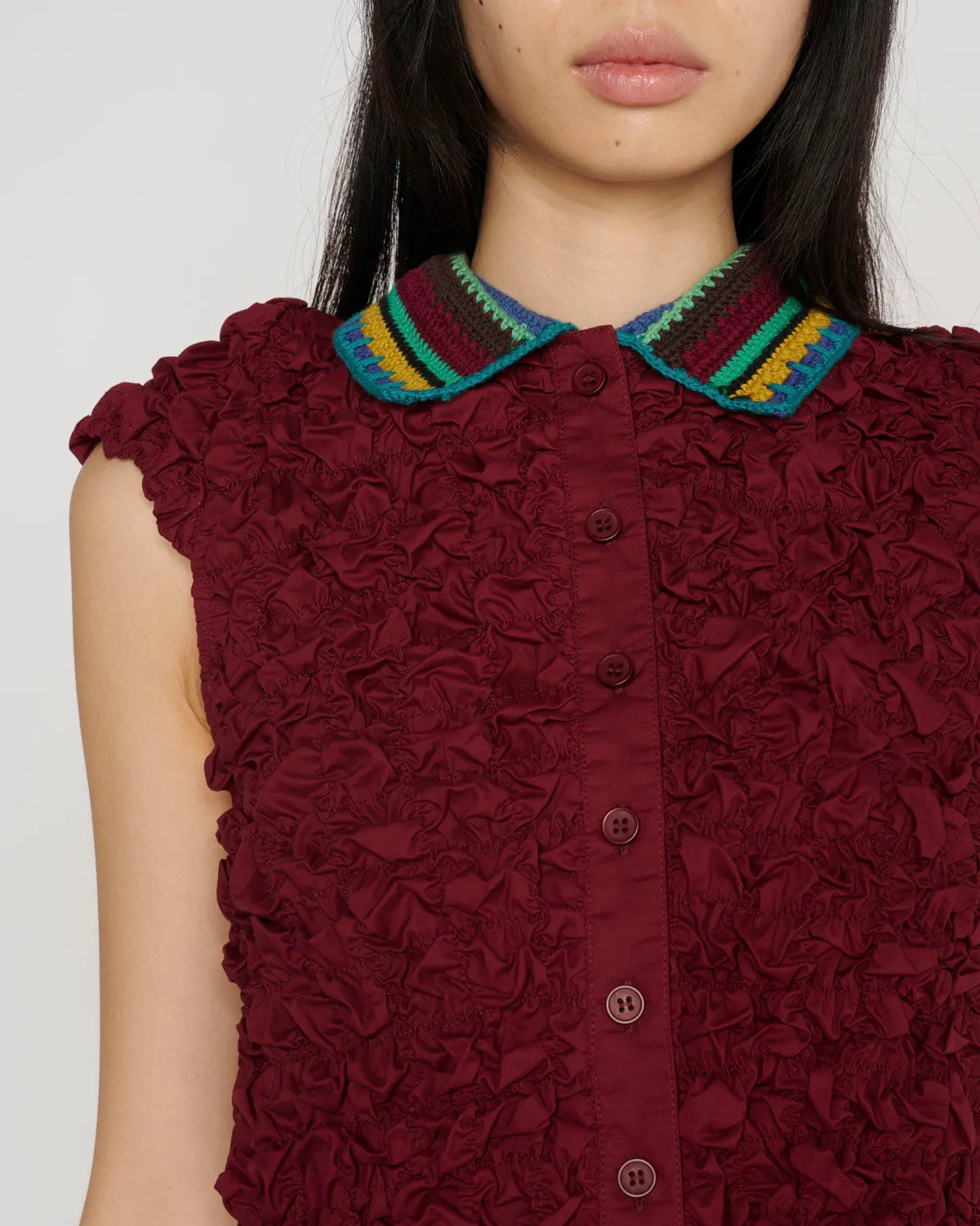 Crochet Collared Kass Shirt - Plum