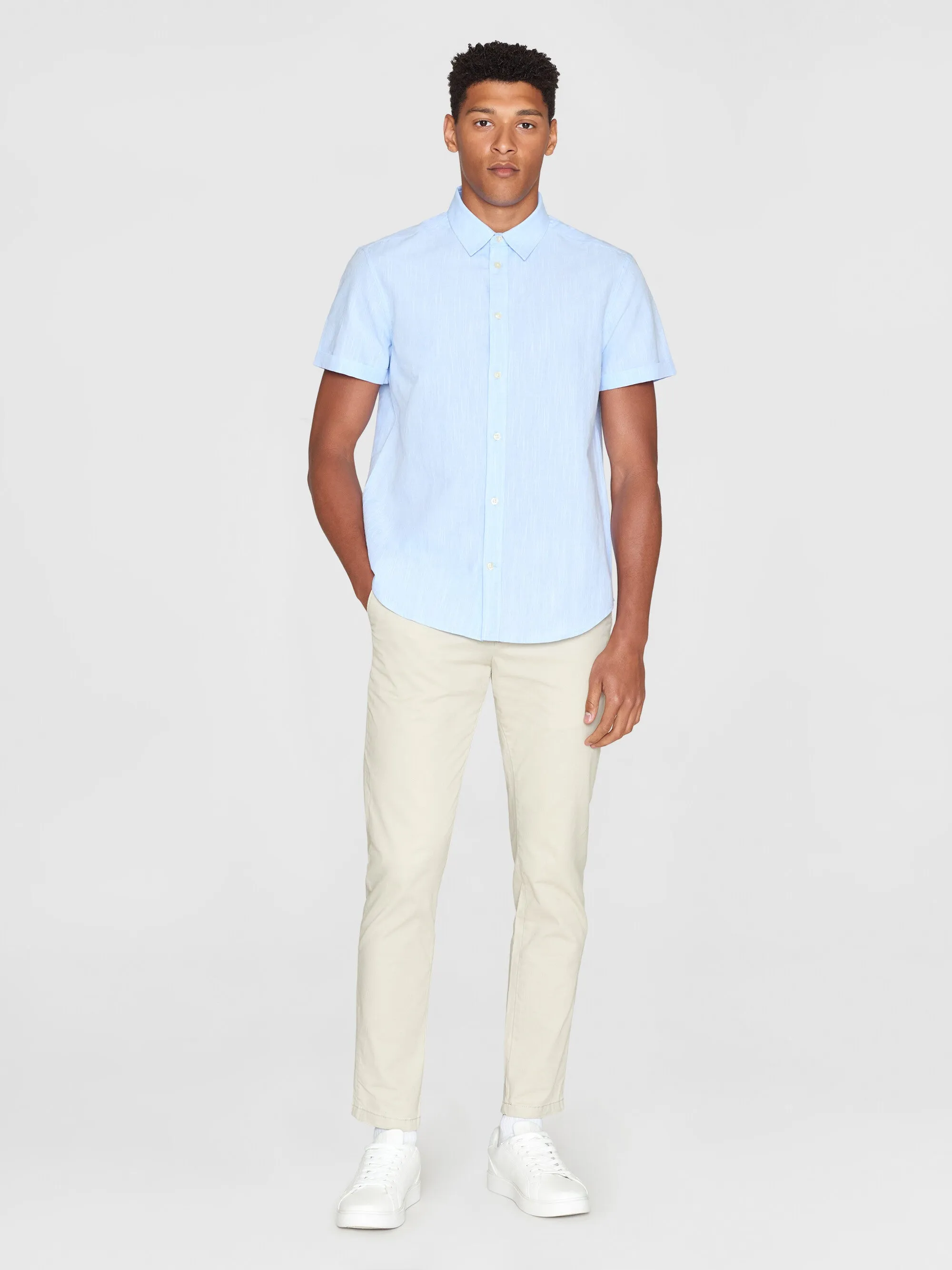 Custom fit linen short sleeve shirt - Skyway