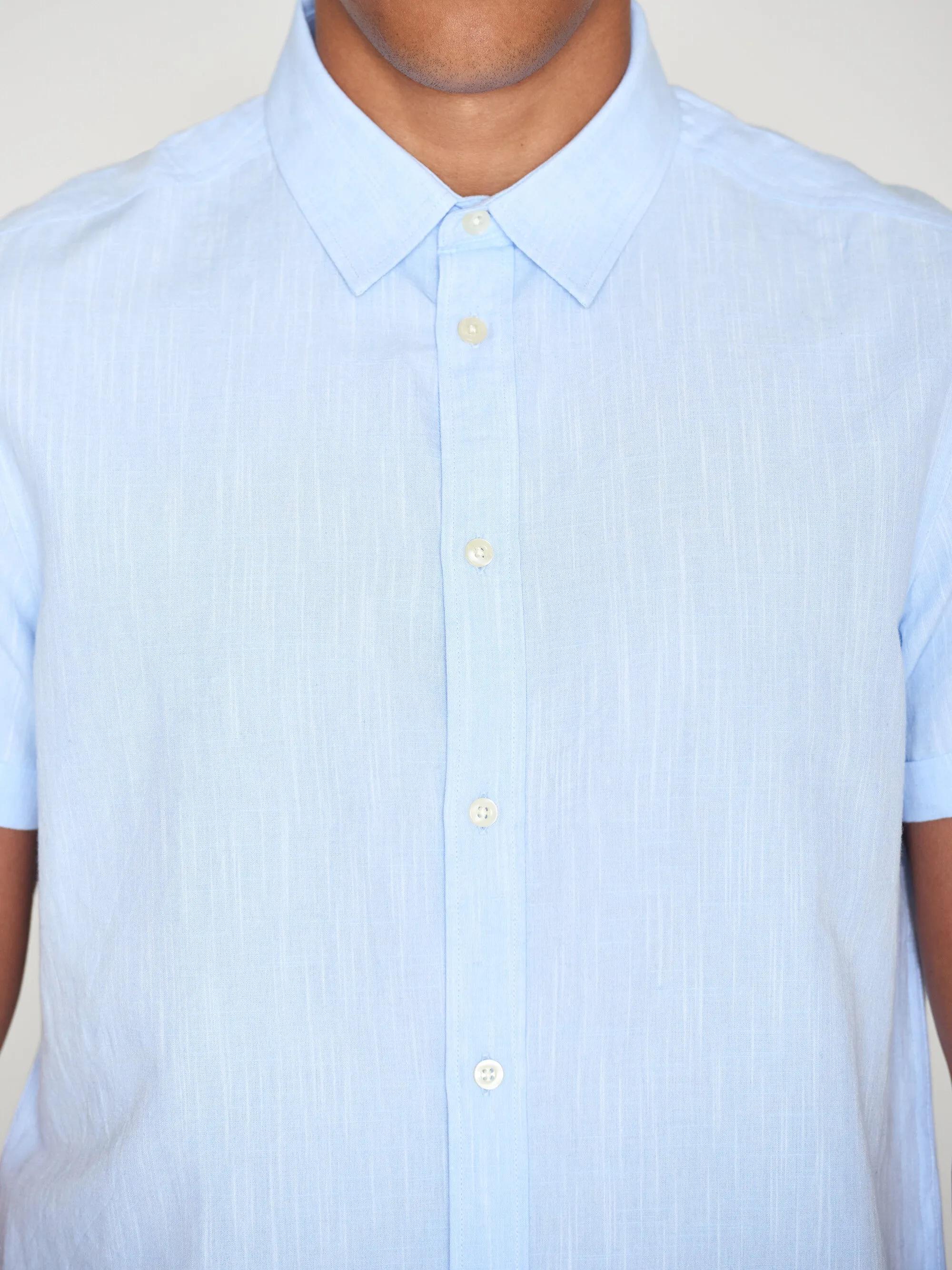 Custom fit linen short sleeve shirt - Skyway