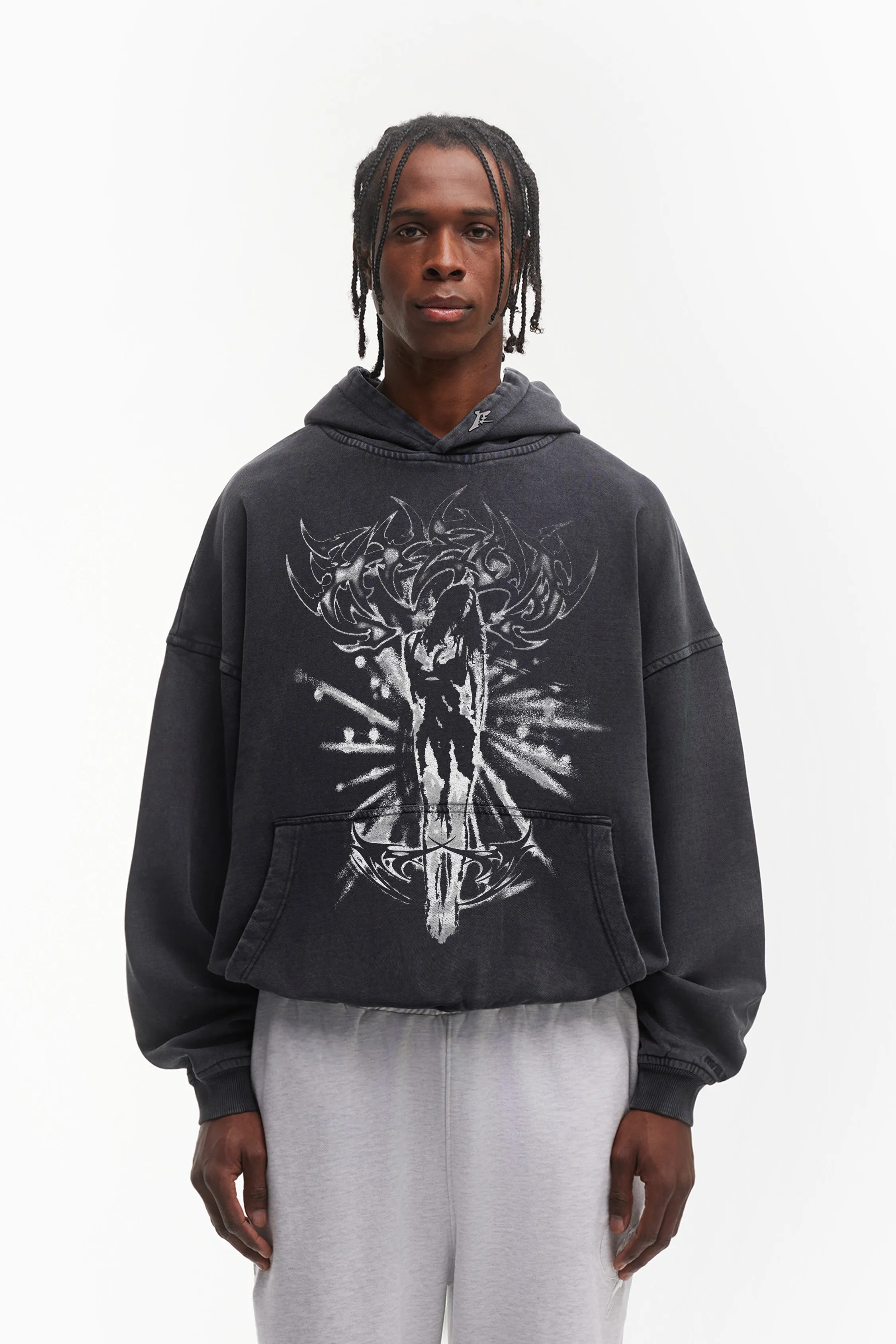 DAWN BLACK WASHED HOODIE