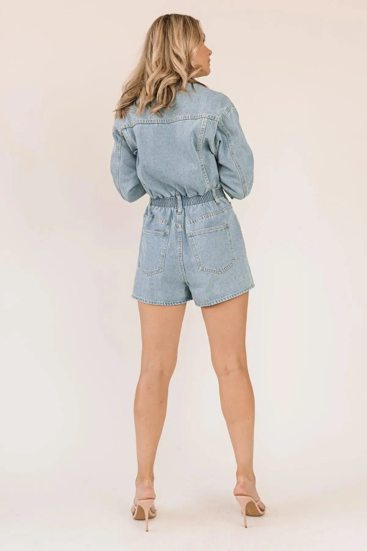 Denim Dreamland Blue Denim Romper - Final Sale