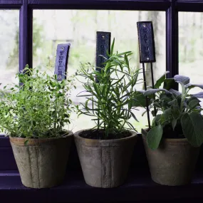 Distressed Copper and Leather Herb Markers