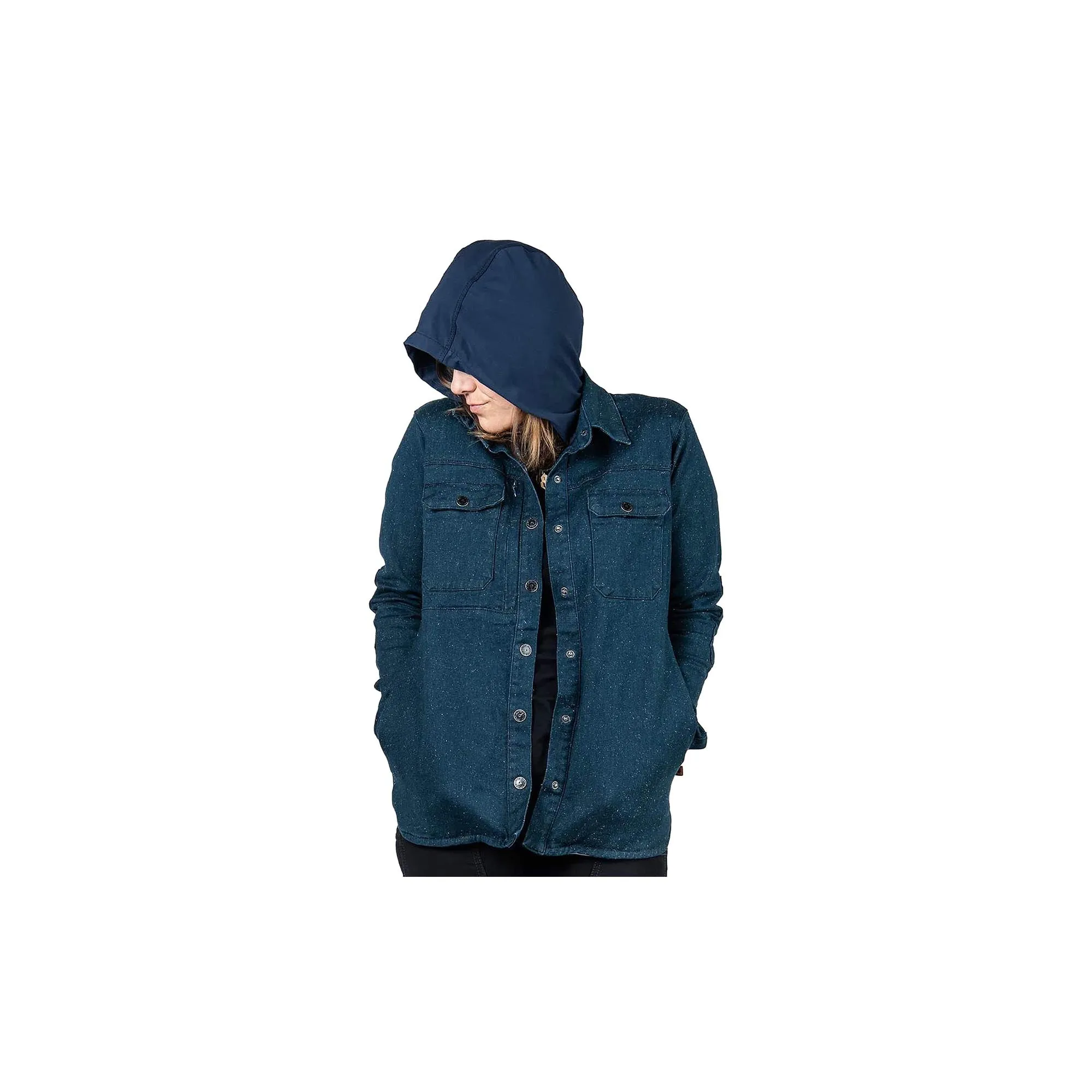 Dovetail Workwear Womens KB Hooded Shirt Jac Starry Night Indigo