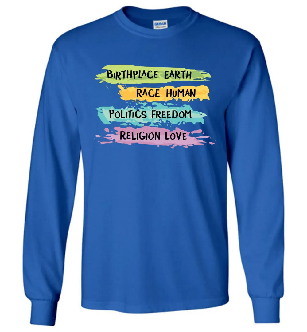 Earth - Human - Freedom - Love  Youth Long Sleeves