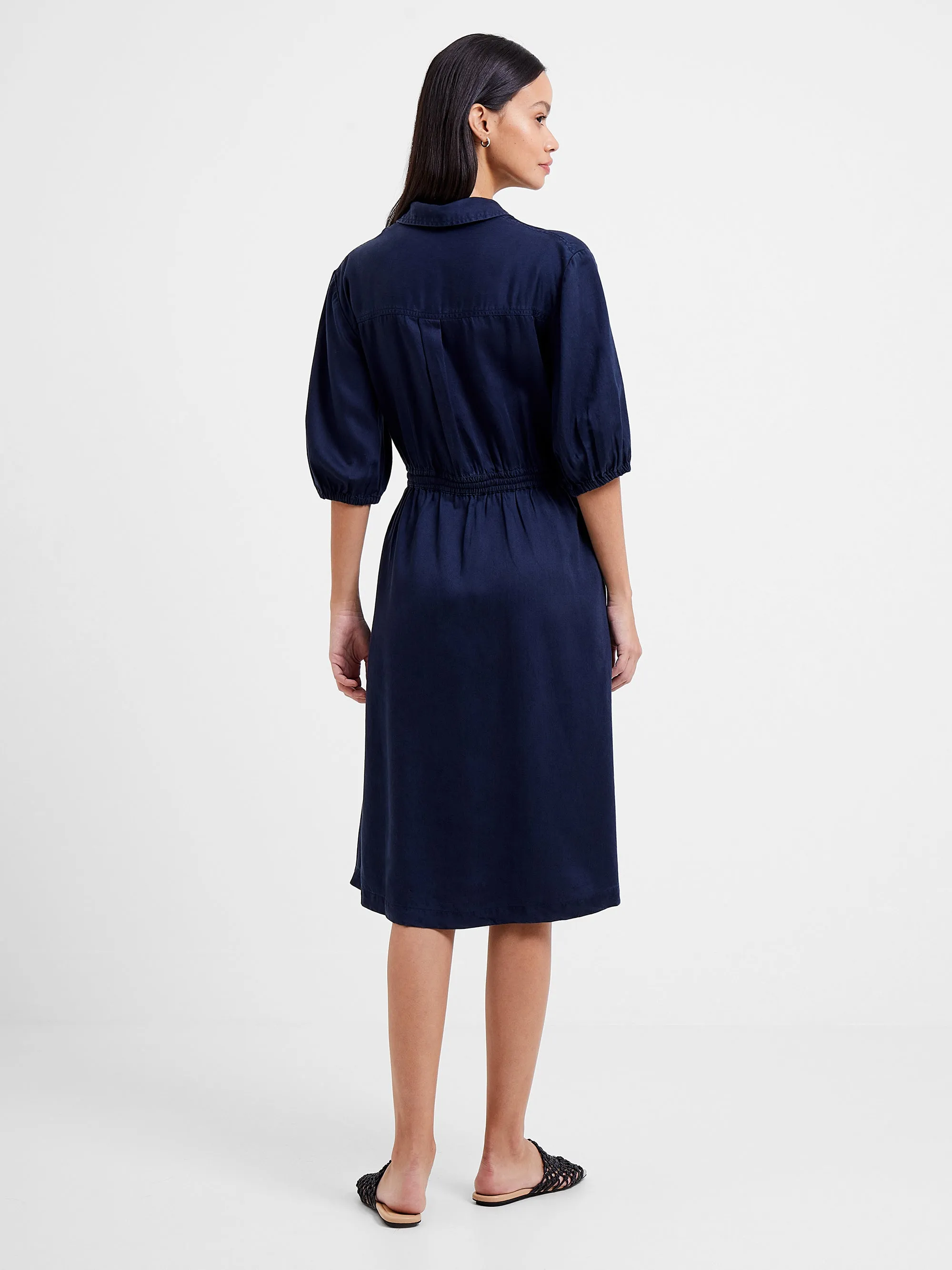 Elkie Twill Drawstring Shirt Dress