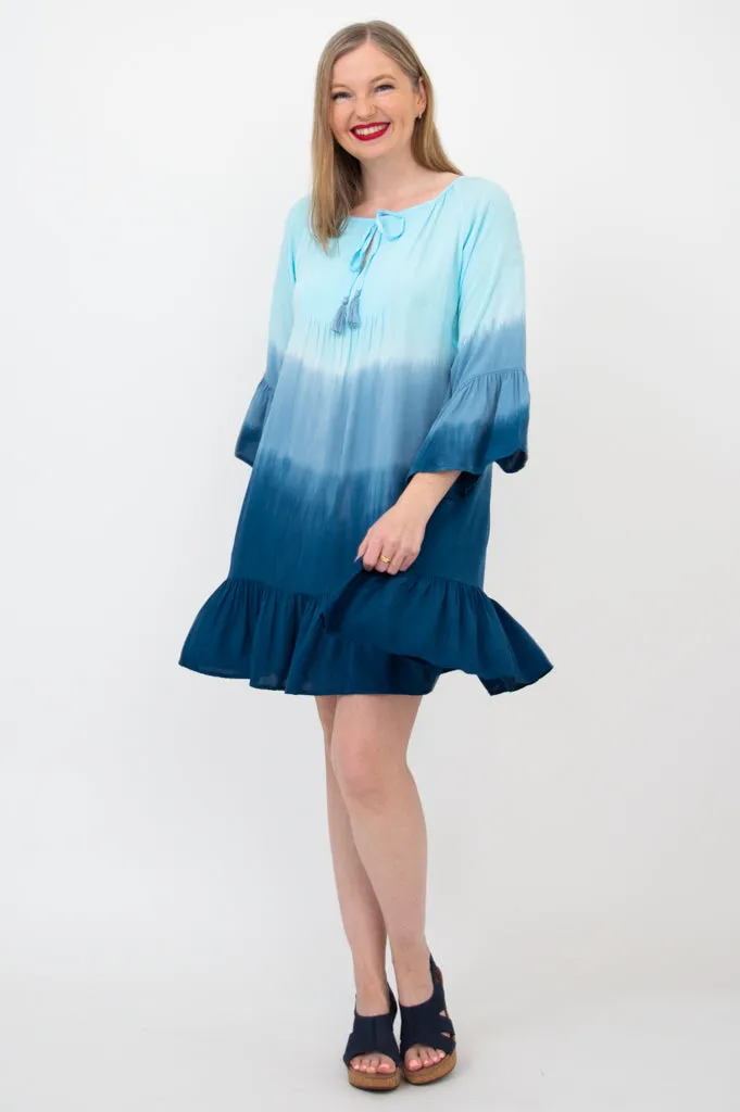 Ellie Dress, Turquoise Dip-Dye