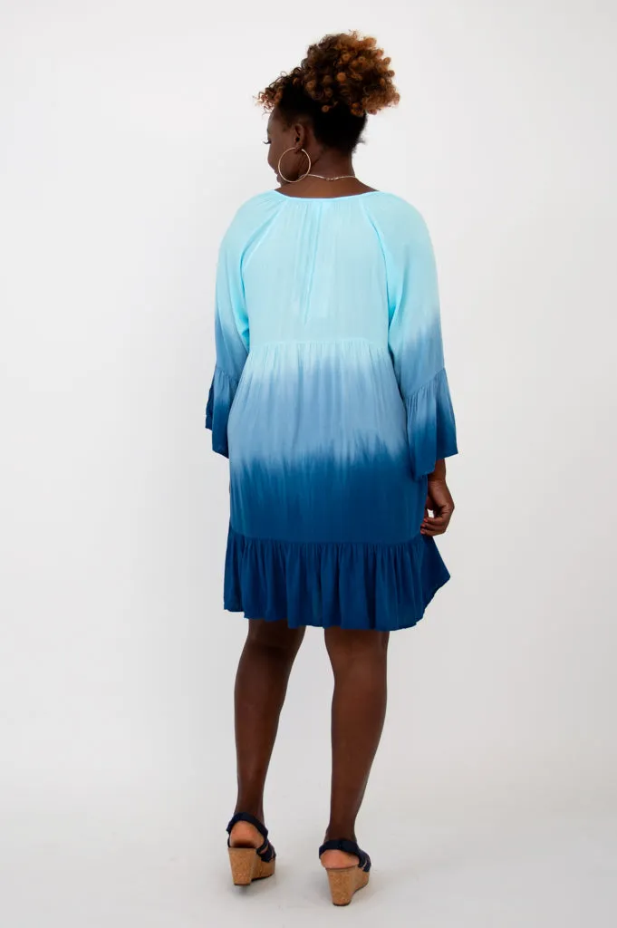 Ellie Dress, Turquoise Dip-Dye