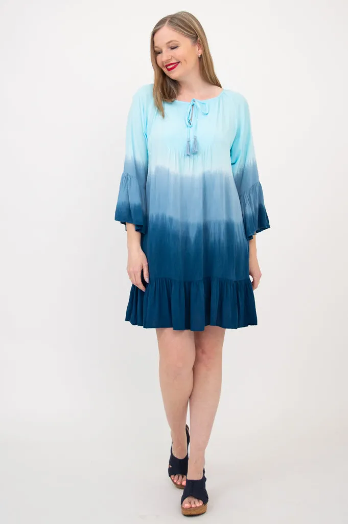 Ellie Dress, Turquoise Dip-Dye