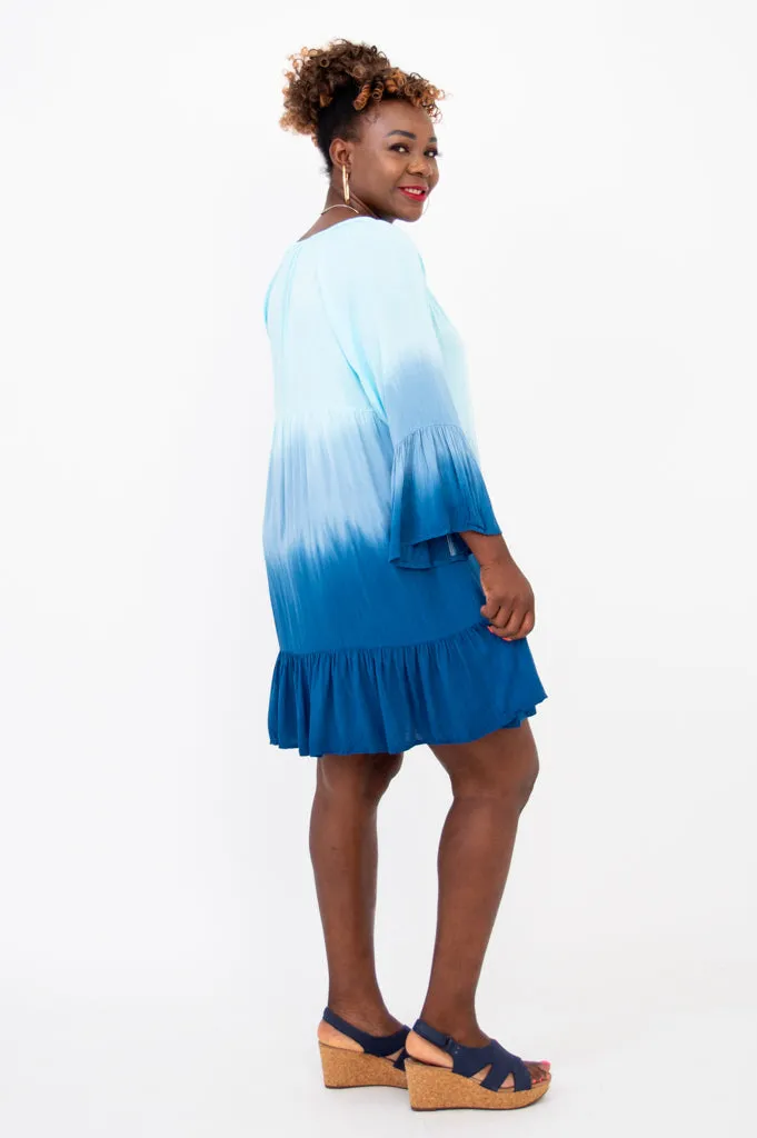 Ellie Dress, Turquoise Dip-Dye