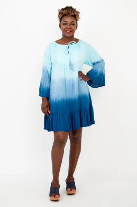 Ellie Dress, Turquoise Dip-Dye