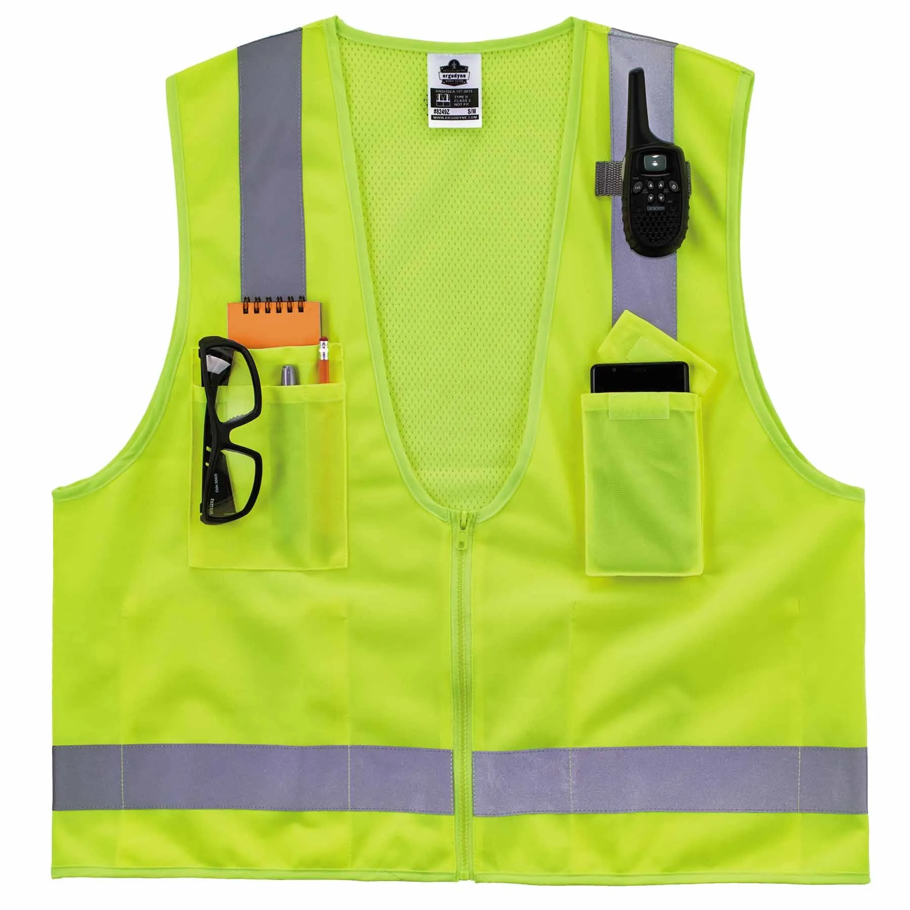 Ergodyne 24501 8249Z-S XS Lime Class 2 Economy Surveyors Vest - Single Size