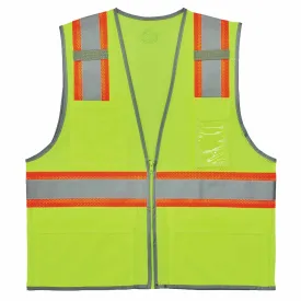 Ergodyne 24564 8246Z-S L Lime Class 2 Two-Tone Mesh Vest - Single Size