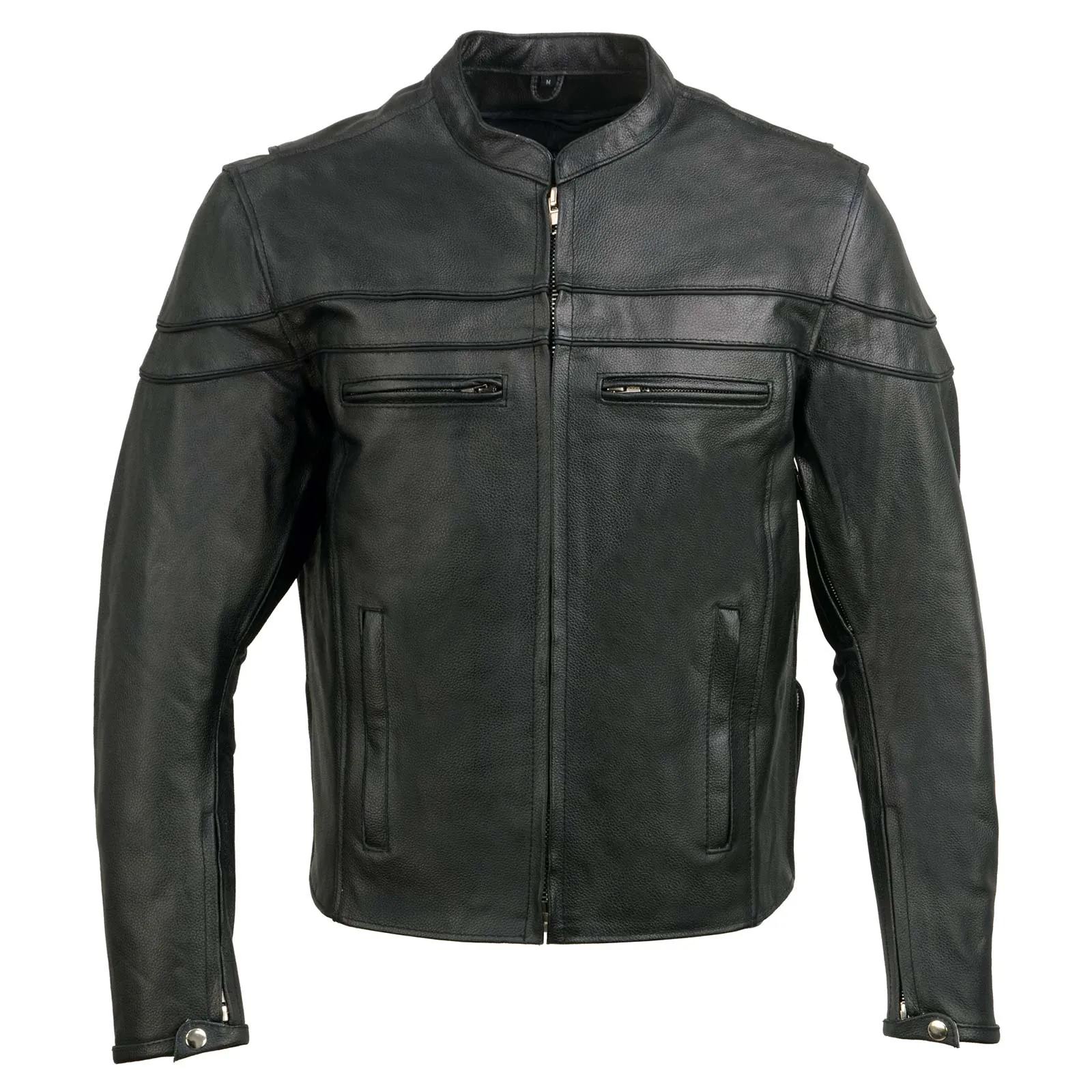 Event Leather Men's Black Sporty Scooter Crossover Motorcycle Riding Leather Jacket EL1408