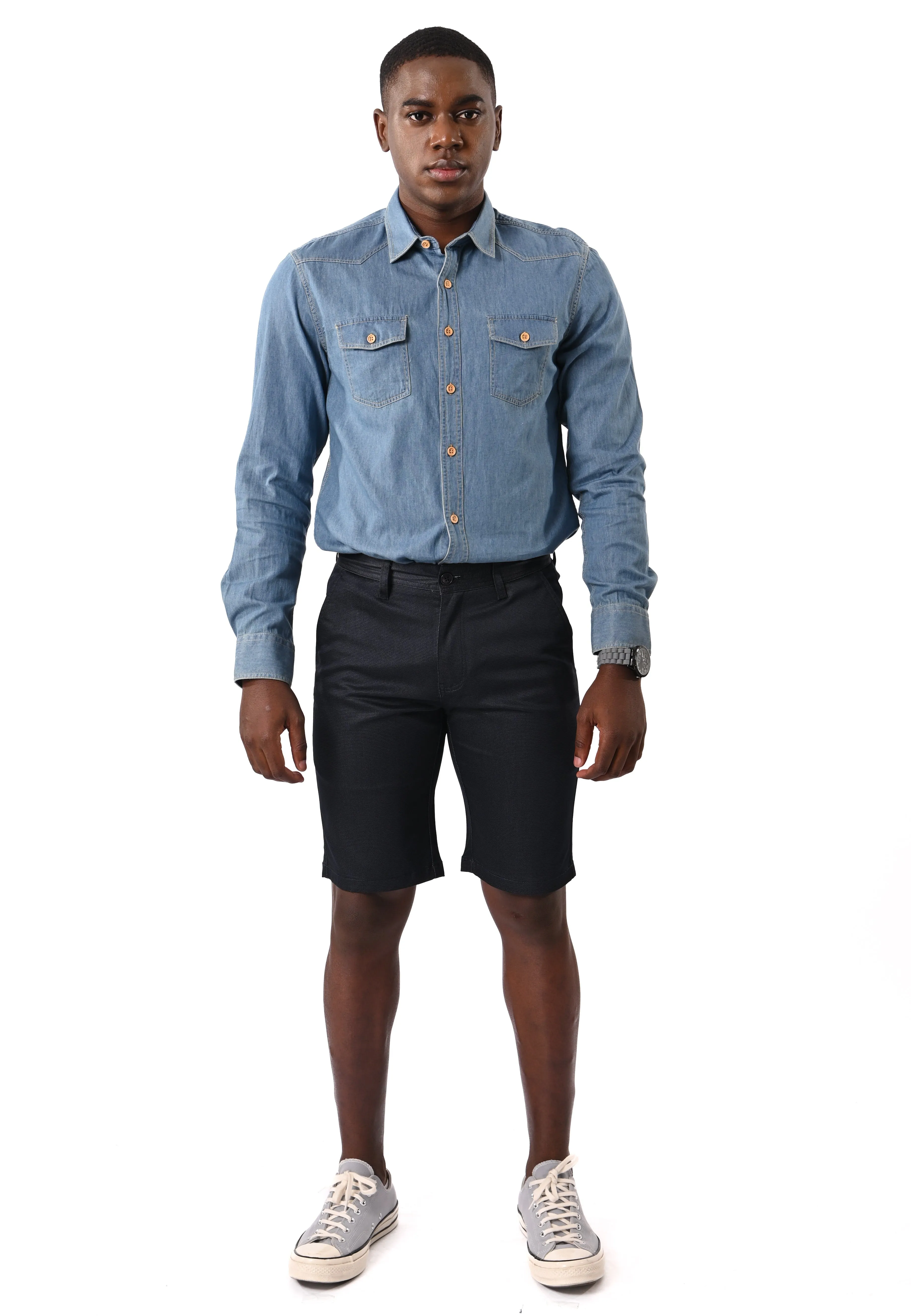 EXHAUST MEN'S COTTON SHORT PANTS [Straight Cut] 1466