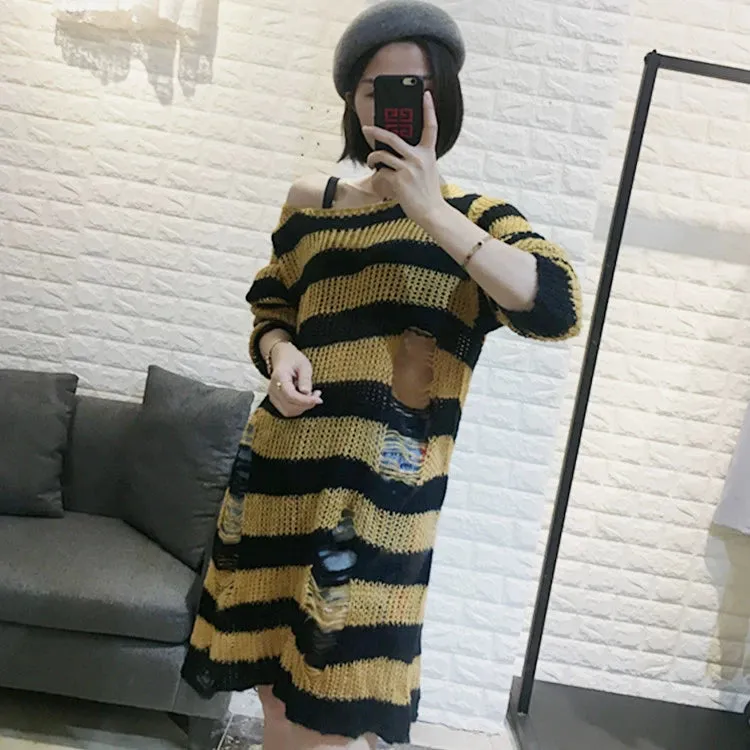 Fall Mid-Length Small Sweet Slipover Knitwear Sweater