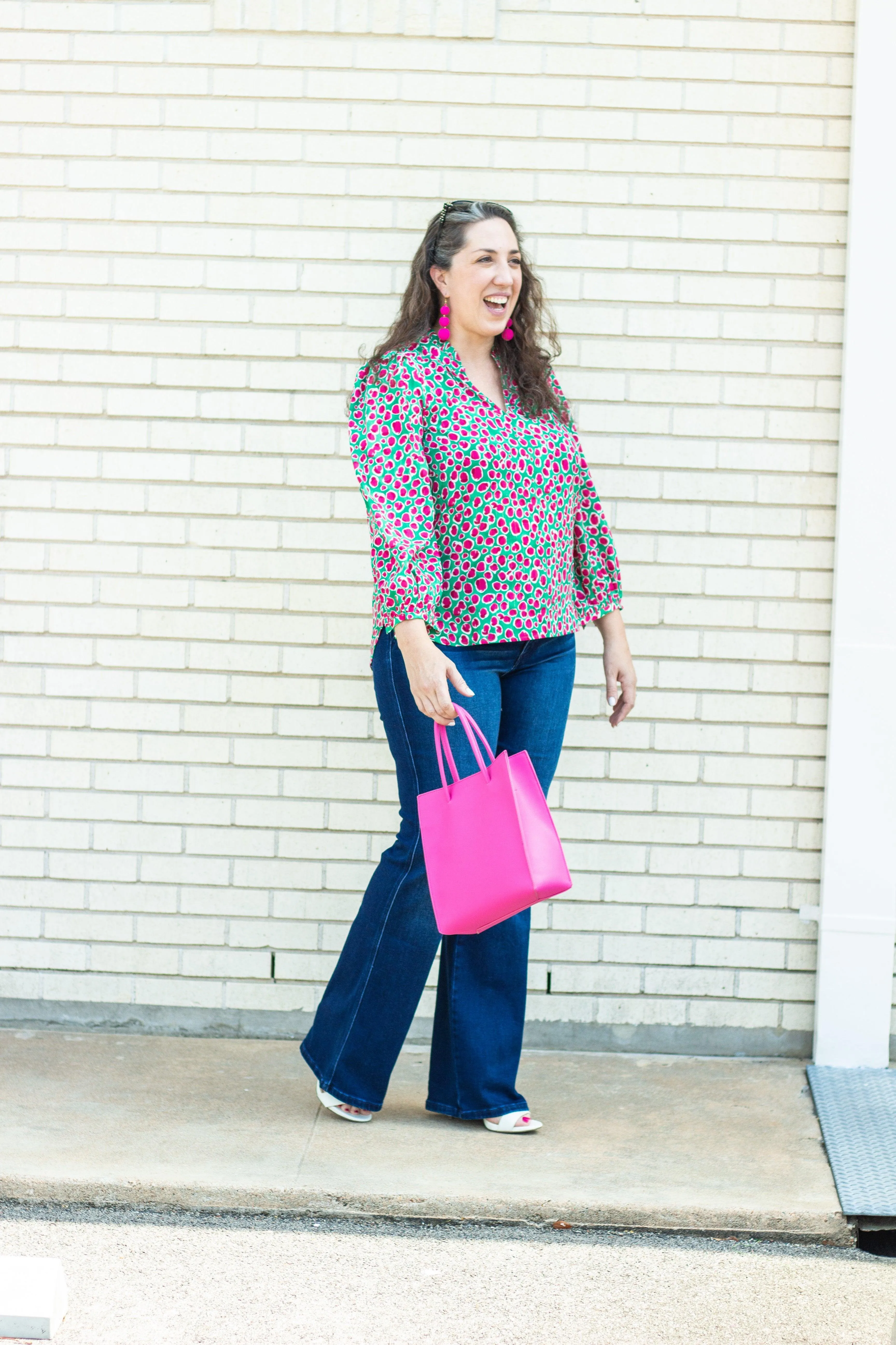 Green & Pink Printed Top