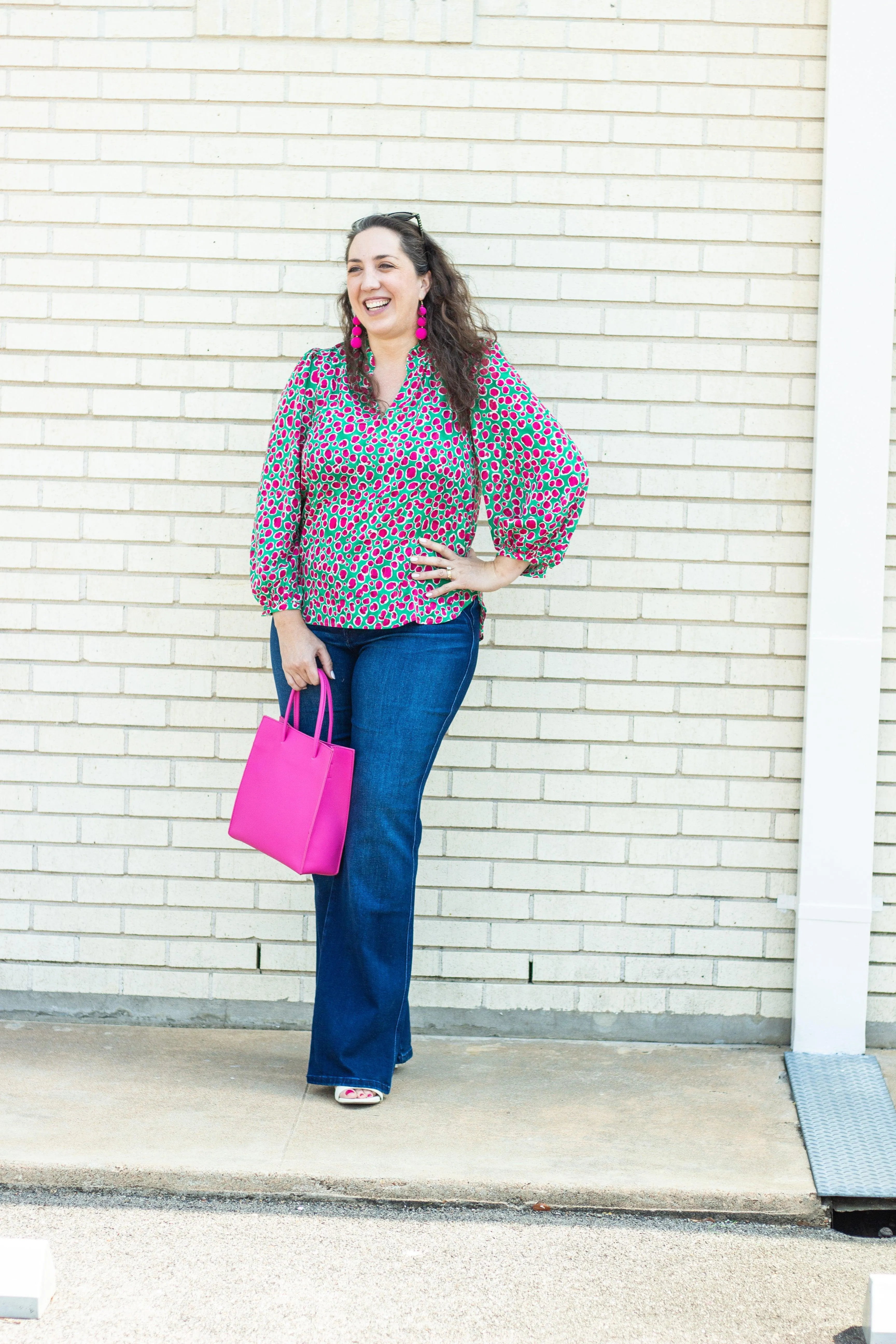 Green & Pink Printed Top