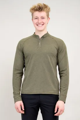 Henley Men's Shirt, Yarn Dye Khaki, Bamboo