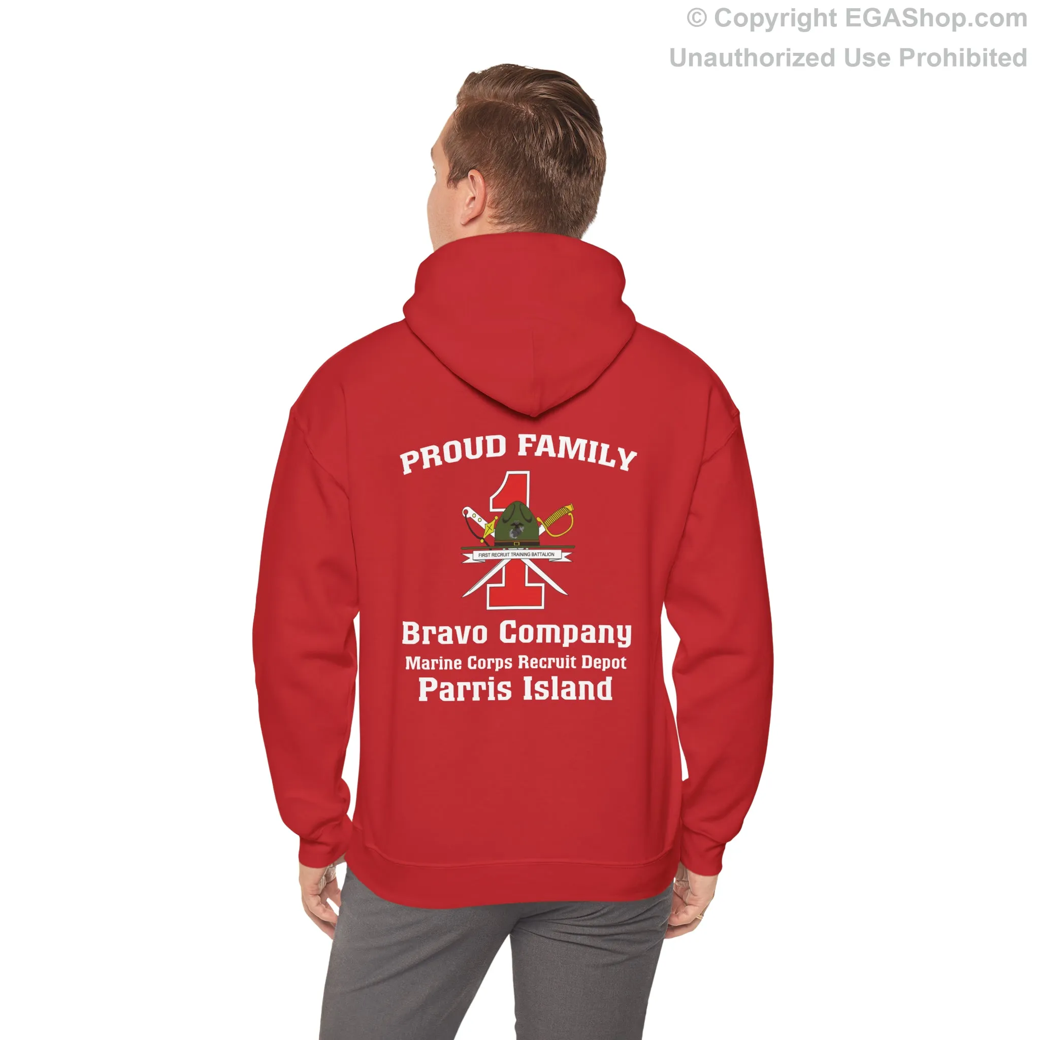 Hoodie: Bravo Co. MCRD Parris Island (1st Battalion Crest on BACK)