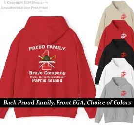 Hoodie: Bravo Co. MCRD Parris Island (1st Battalion Crest on BACK)