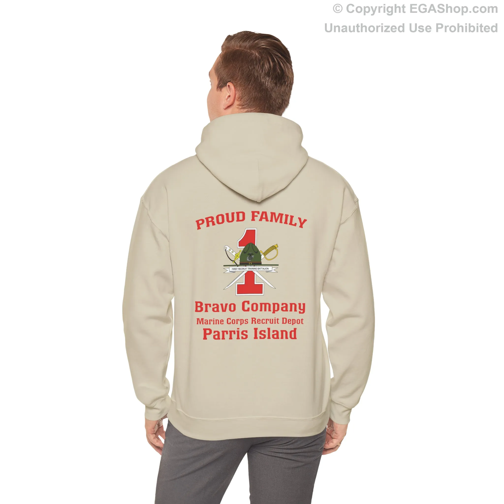 Hoodie: Bravo Co. MCRD Parris Island (1st Battalion Crest on BACK)