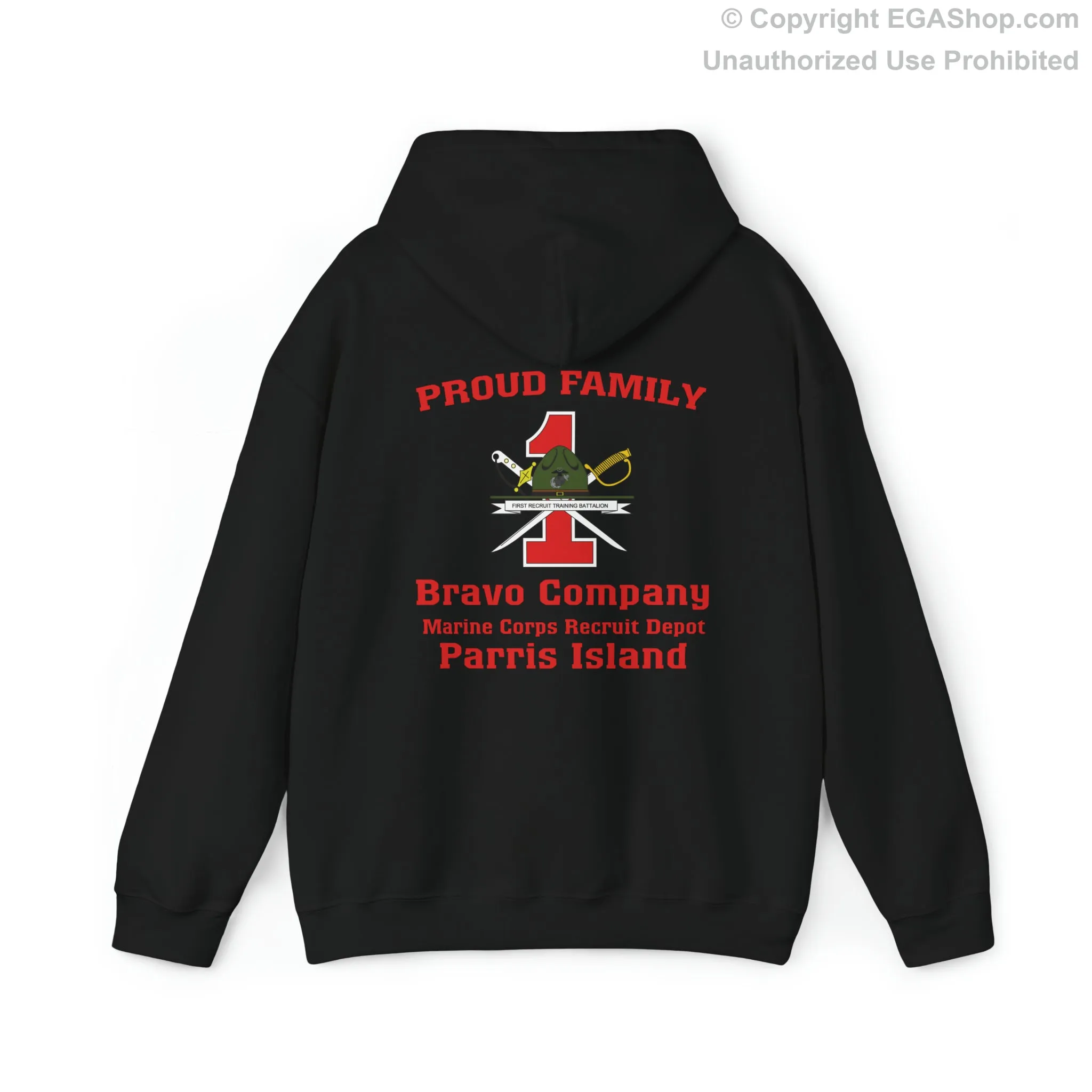 Hoodie: Bravo Co. MCRD Parris Island (1st Battalion Crest on BACK)