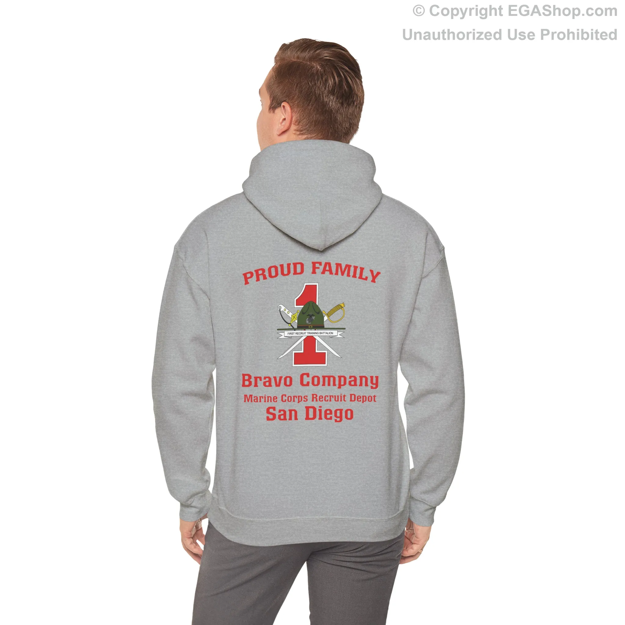 Hoodie: Bravo Co. MCRD San Diego (1st Battalion Crest on BACK)