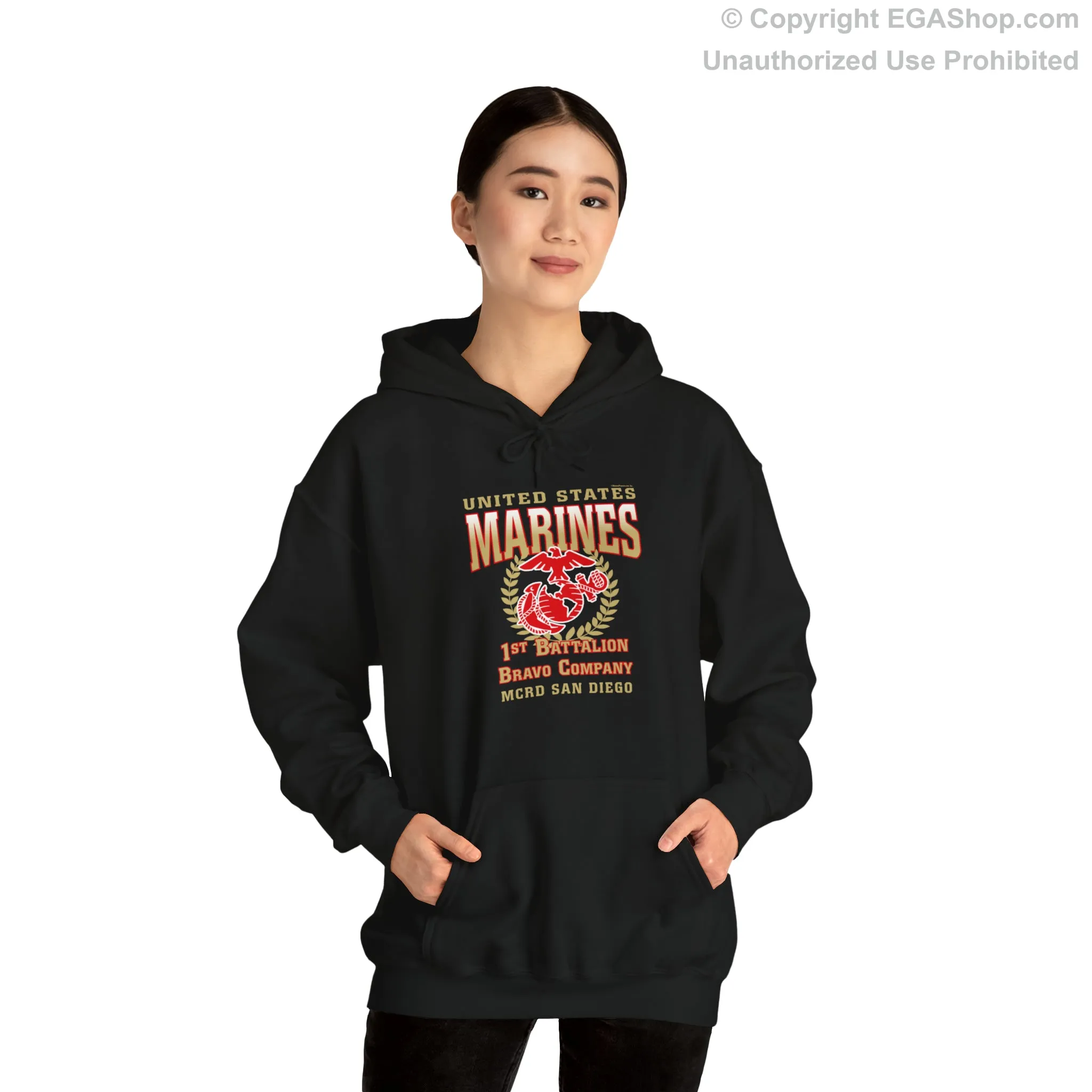 Hoodie: Bravo Co. MCRD San Diego (EGA   Back Proud Family)