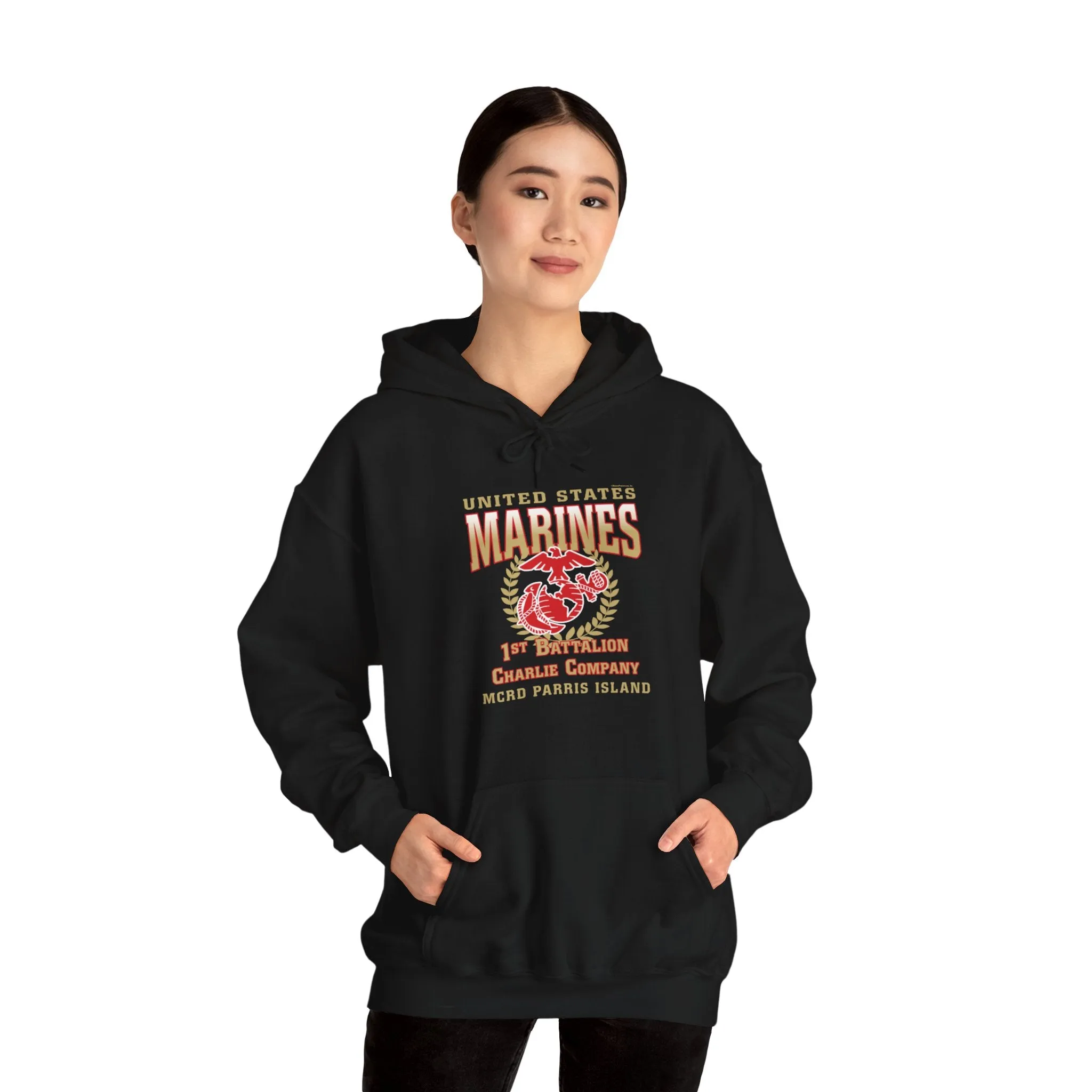 Hoodie: Charlie Co. MCRD Parris Island (EGA   Back Proud Family)