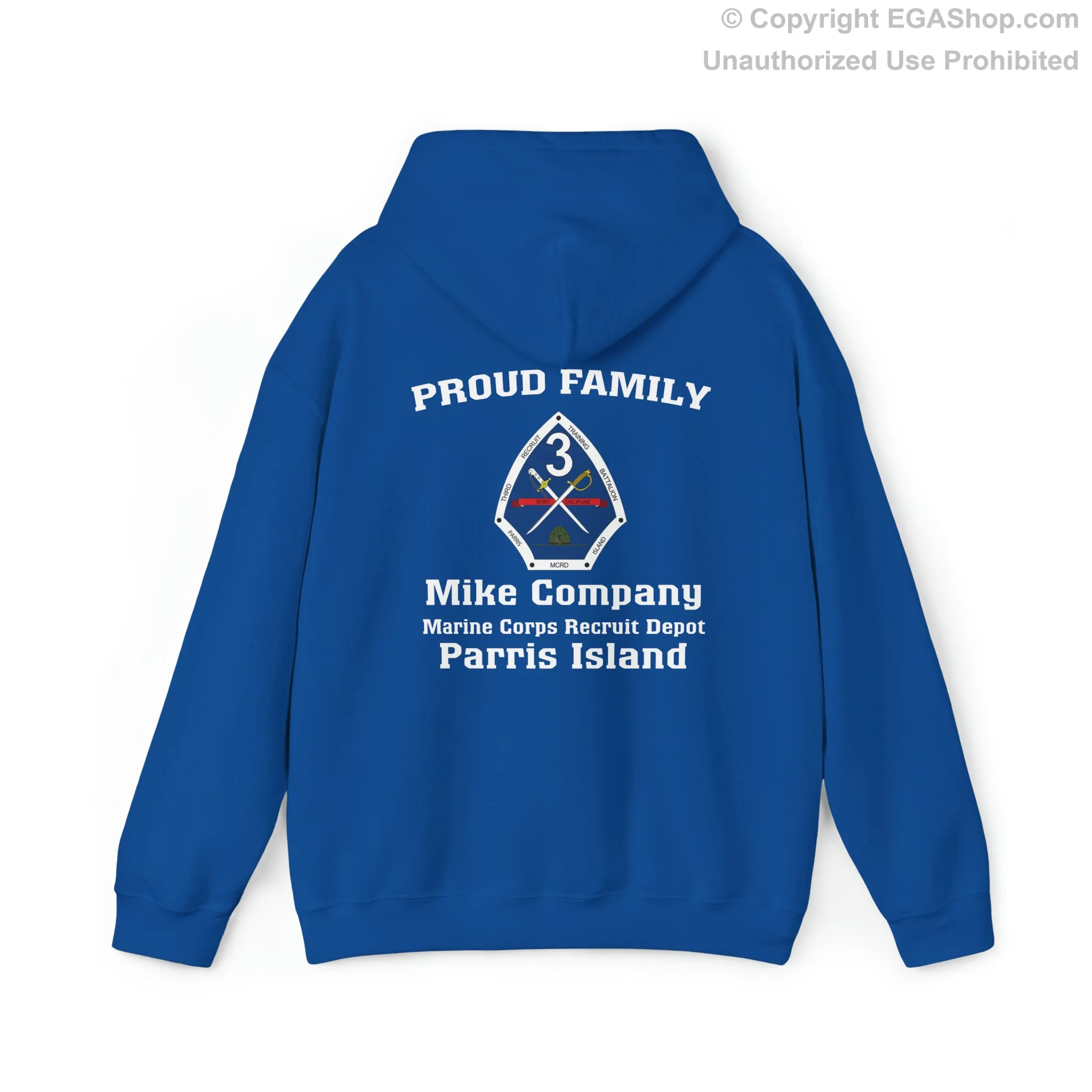 Hoodie: Mike Co. MCRD Parris Island (3rd Battalion Crest on BACK)