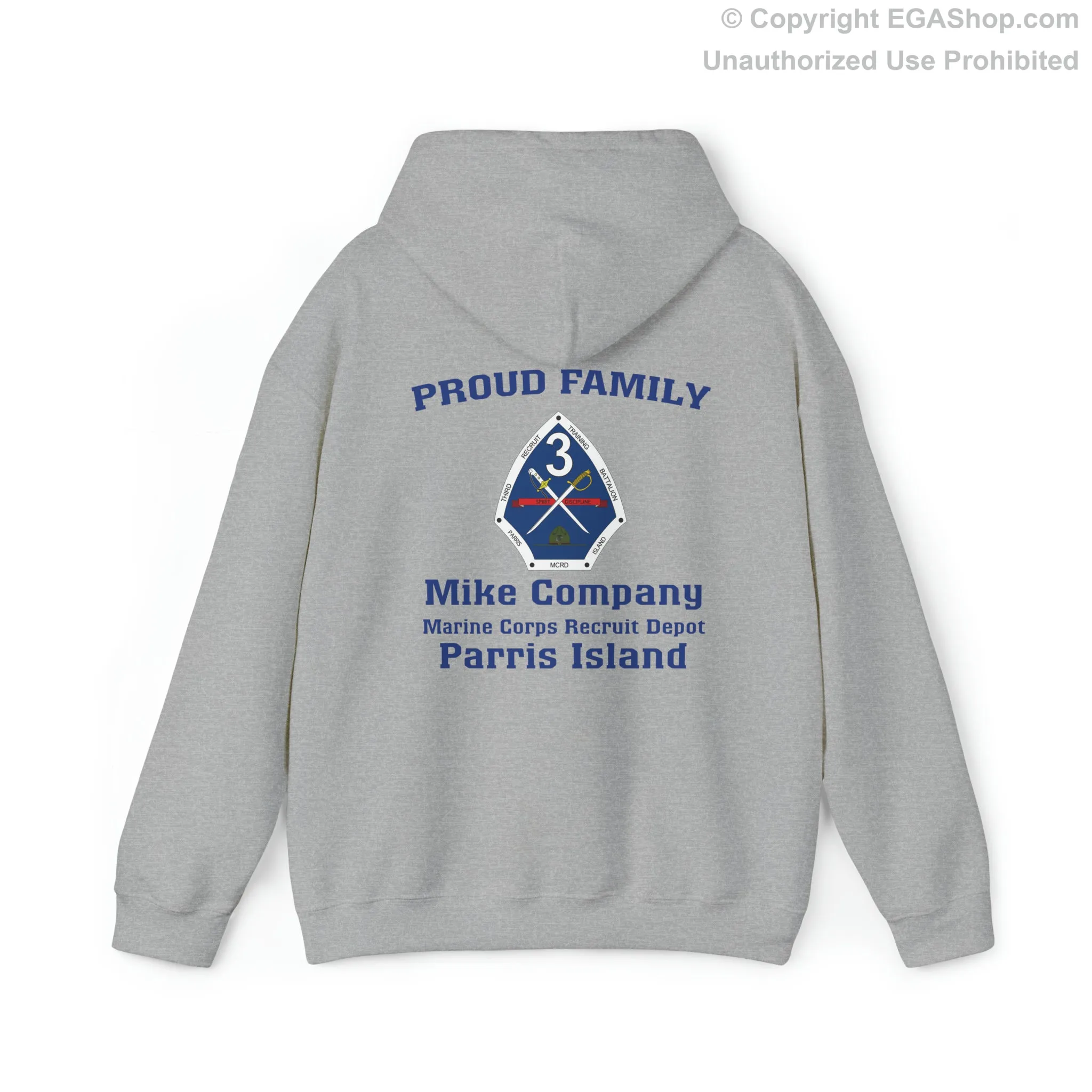 Hoodie: Mike Co. MCRD Parris Island (3rd Battalion Crest on BACK)