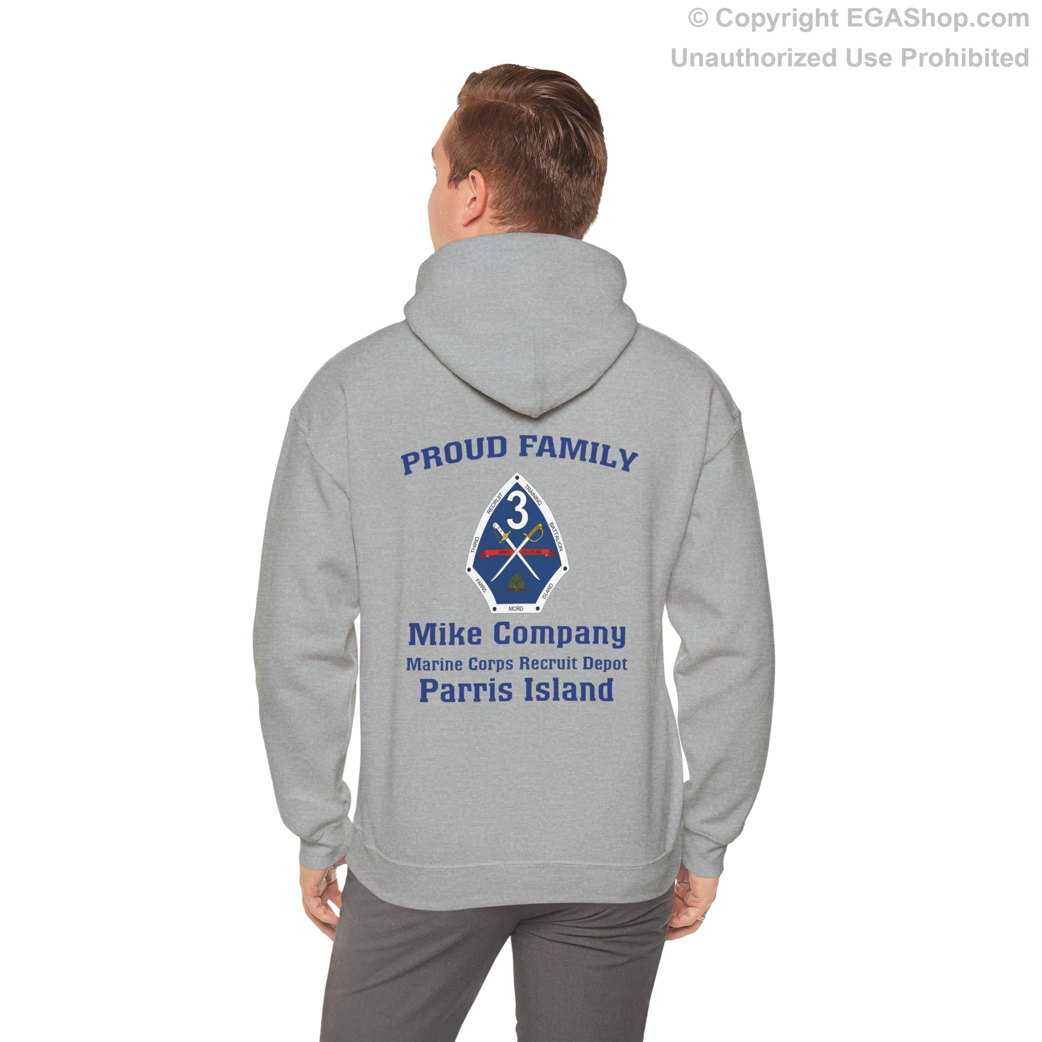 Hoodie: Mike Co. MCRD Parris Island (3rd Battalion Crest on BACK)