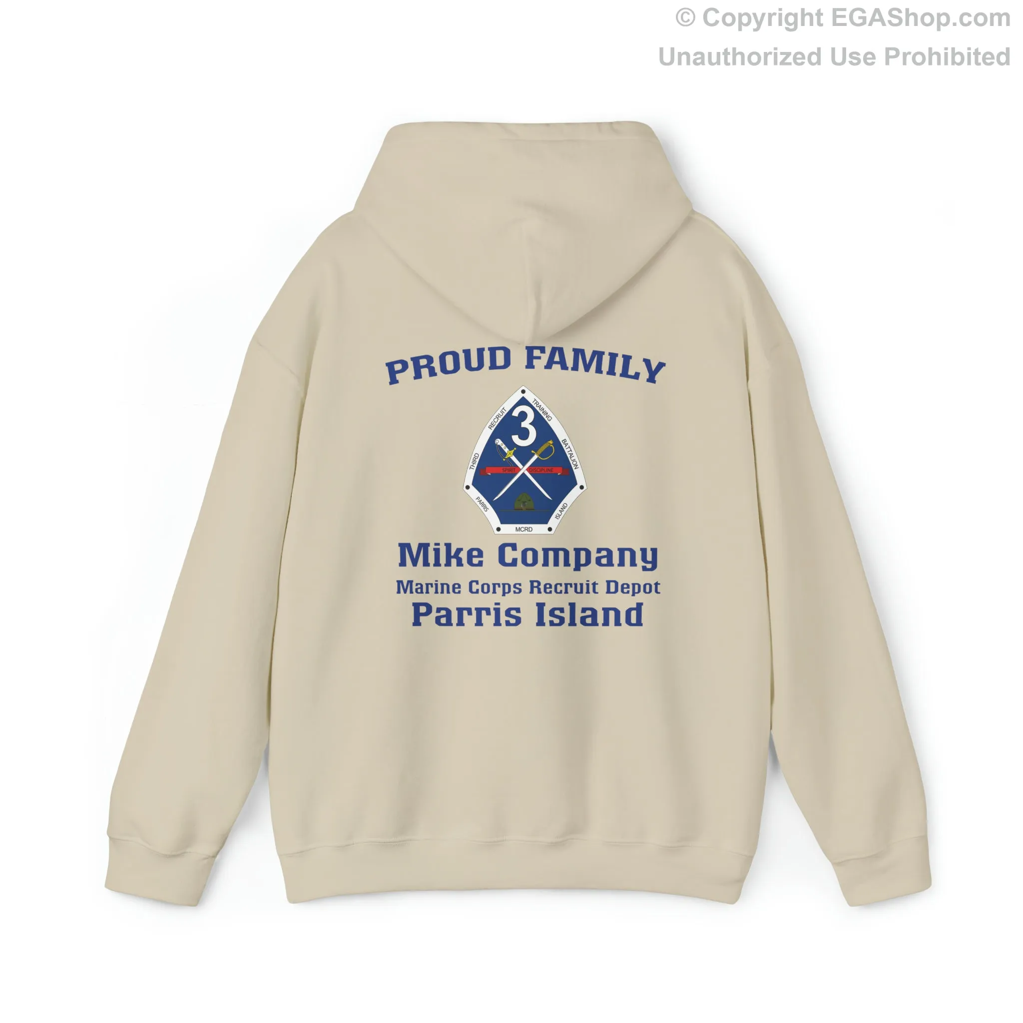 Hoodie: Mike Co. MCRD Parris Island (3rd Battalion Crest on BACK)