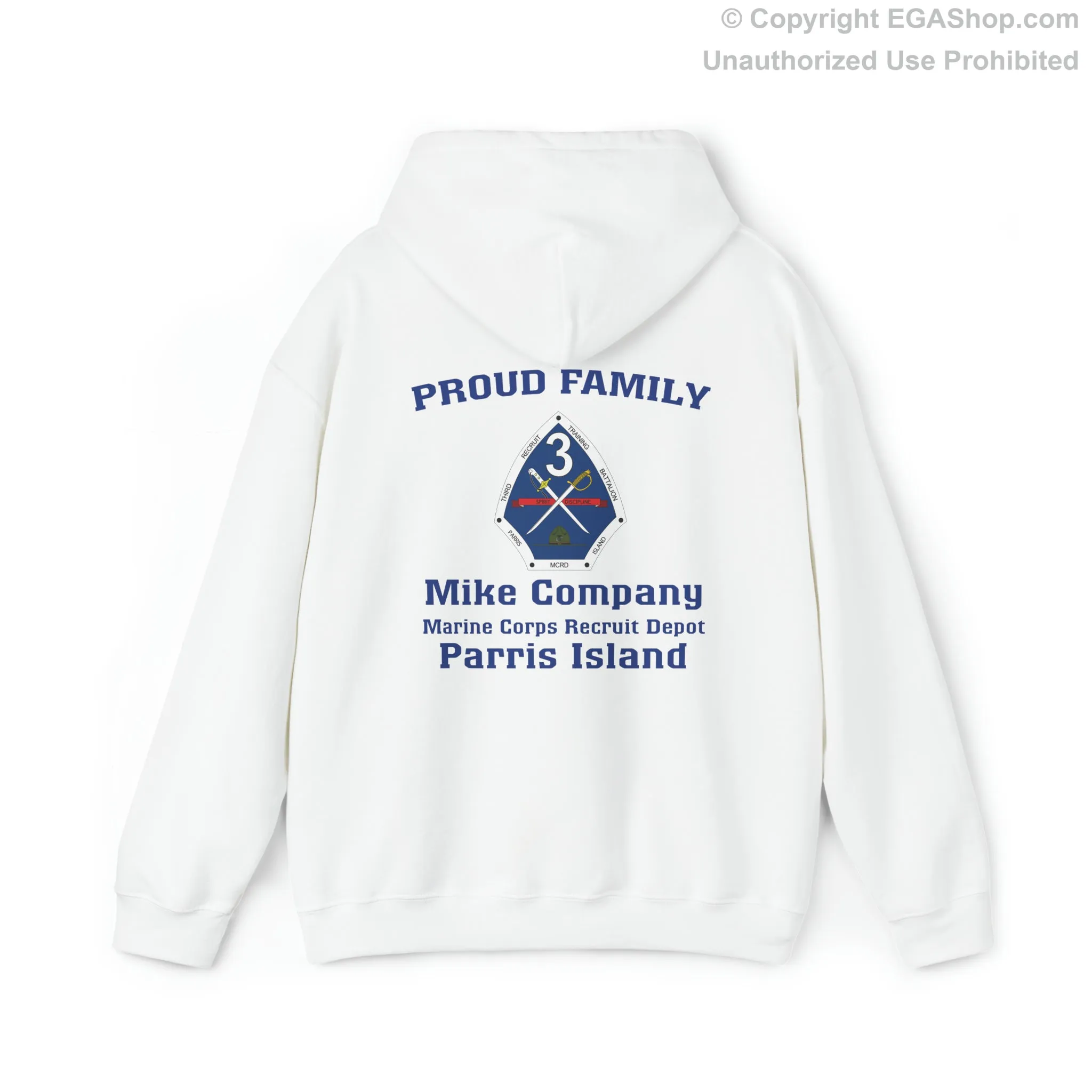 Hoodie: Mike Co. MCRD Parris Island (3rd Battalion Crest on BACK)