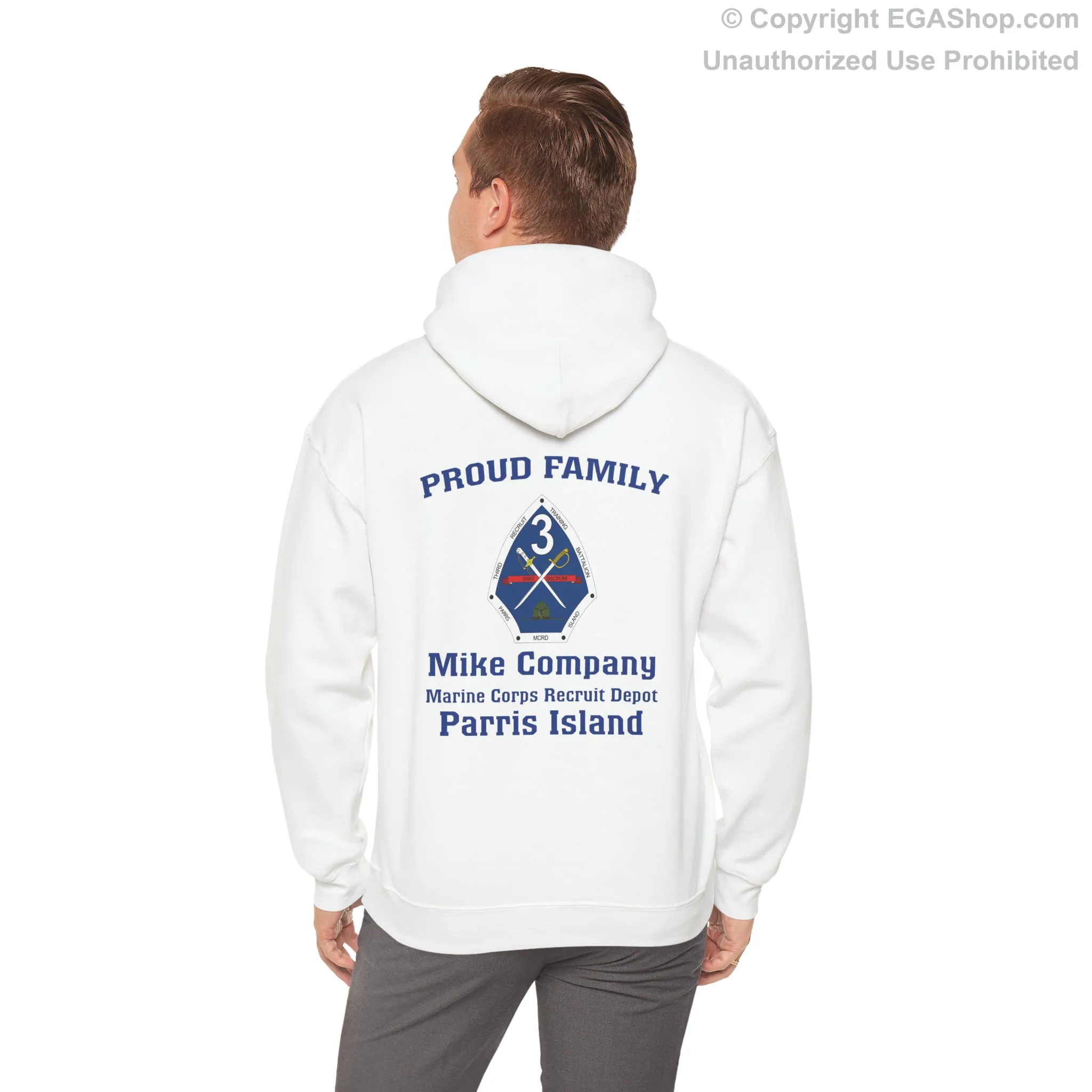 Hoodie: Mike Co. MCRD Parris Island (3rd Battalion Crest on BACK)