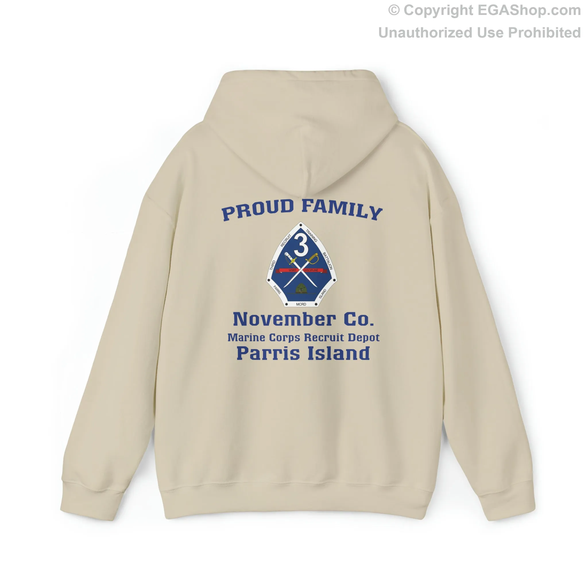 Hoodie: November Co. MCRD Parris Island (3rd Battalion Crest on BACK)