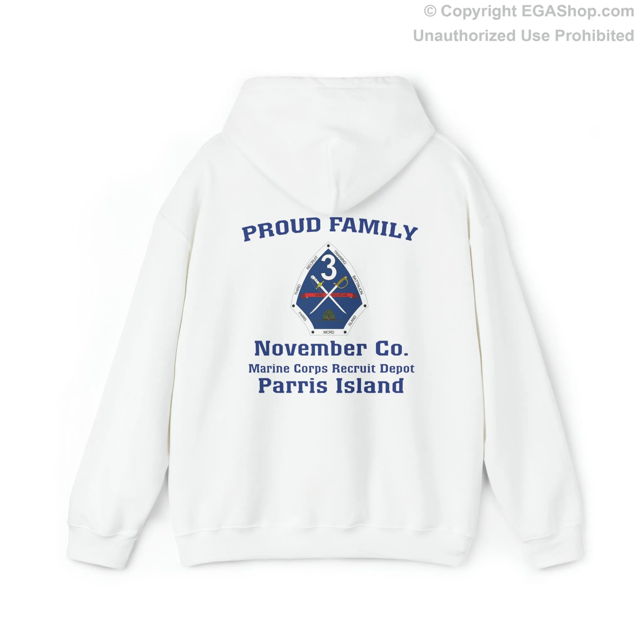 Hoodie: November Co. MCRD Parris Island (3rd Battalion Crest on BACK)