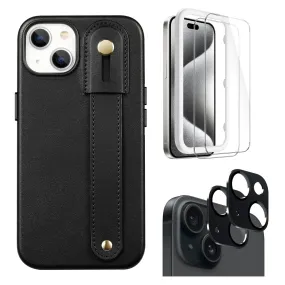 Indy Series Leather FingerGrip Case with Screen and Camera Protector - iPhone 15