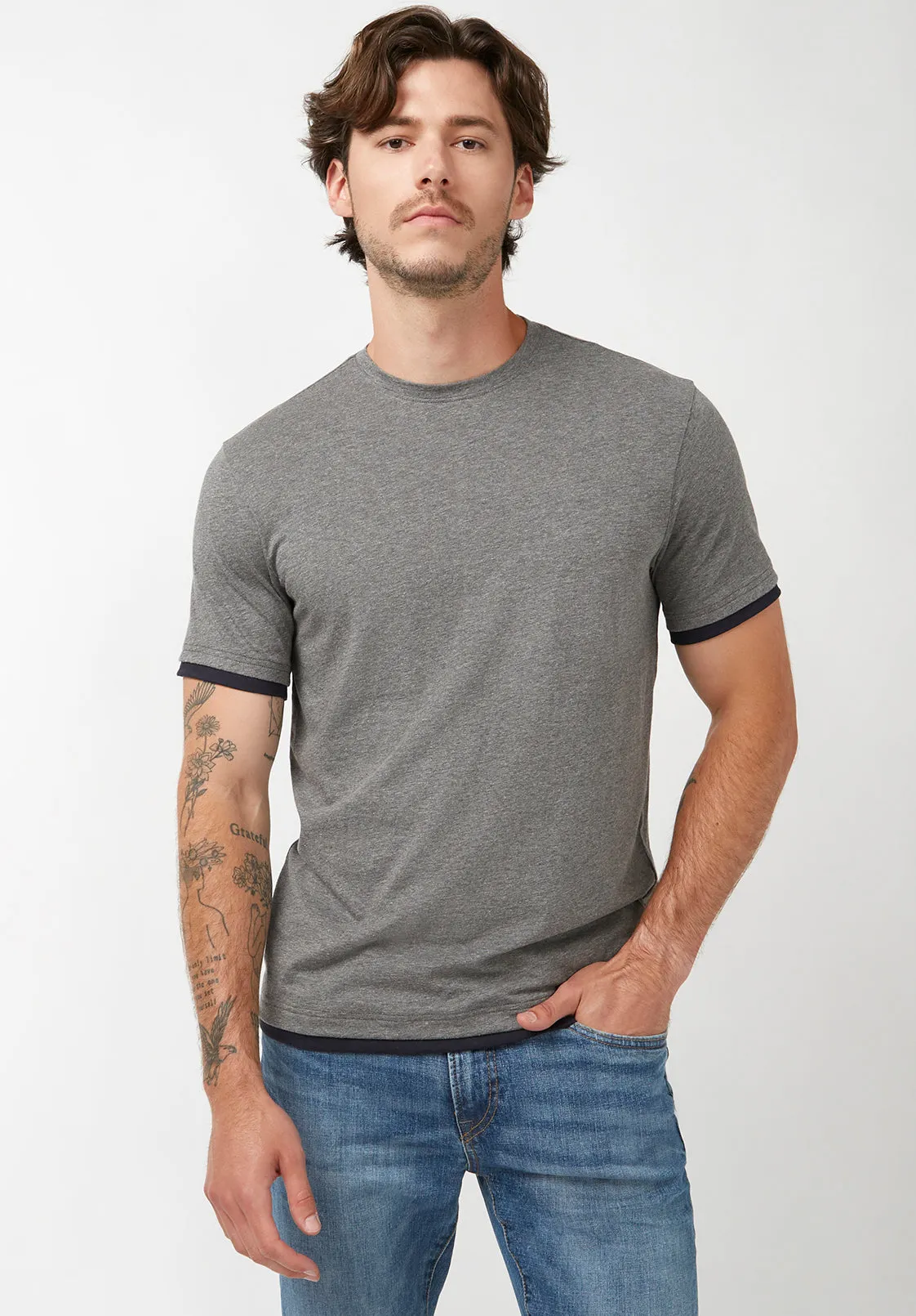 Kasan Men's Short Sleeve Top in Grey - BM24131