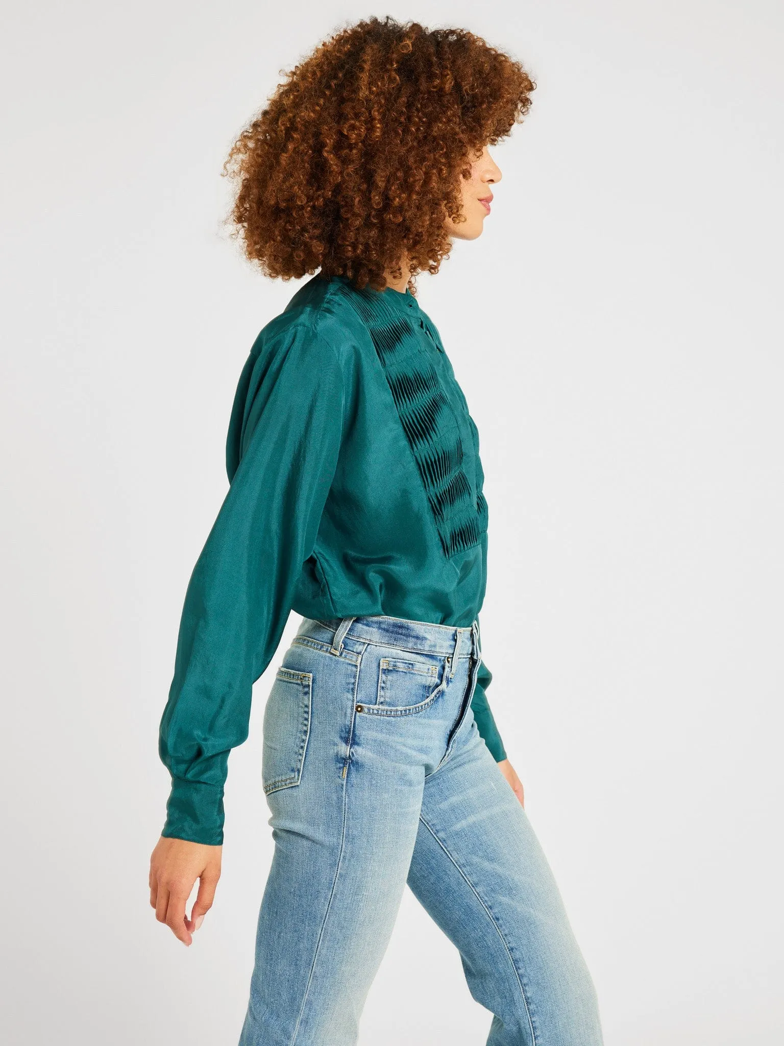 Keaton Top in Emerald Silk