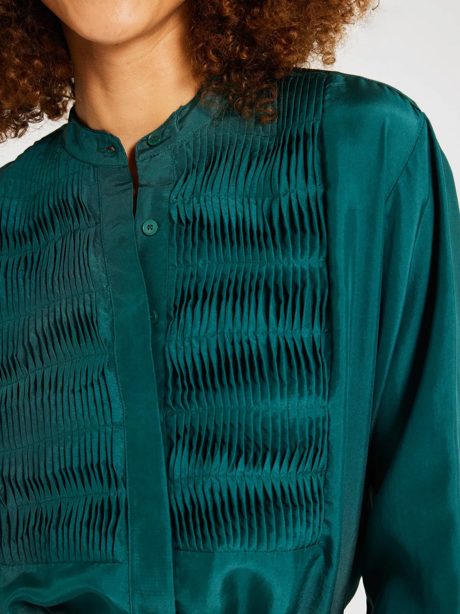 Keaton Top in Emerald Silk