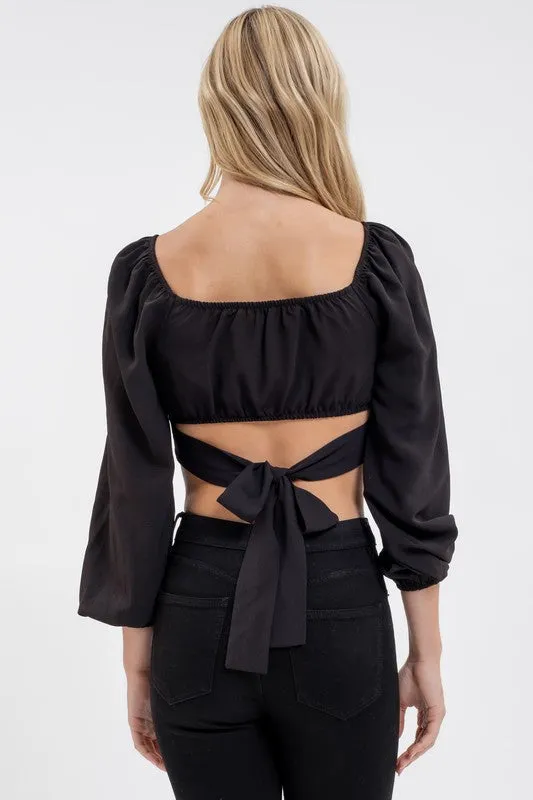 KENIA LONG SLEEVE CORSET CROP TOP