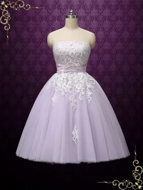 Lilac Purple Strapless Ballerina Style Tea Length Wedding Dress KELSEY