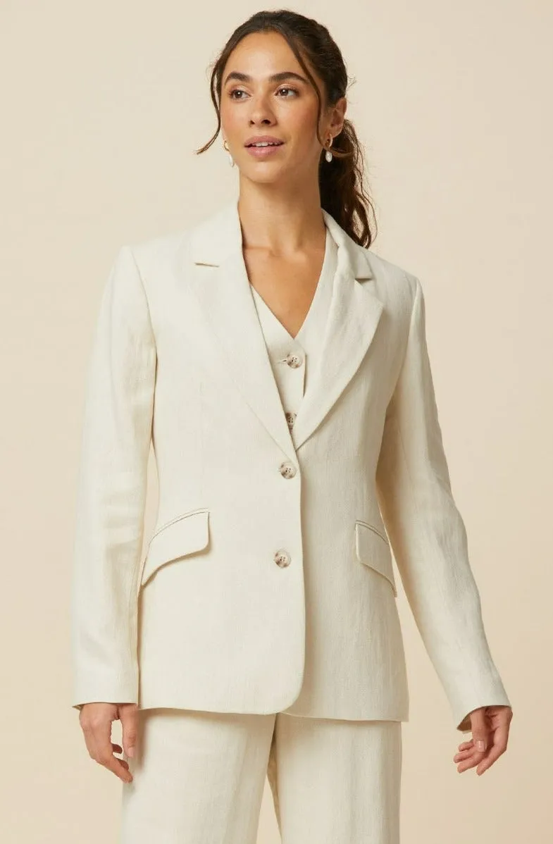 Linen Blend Blazer | Oatmeal