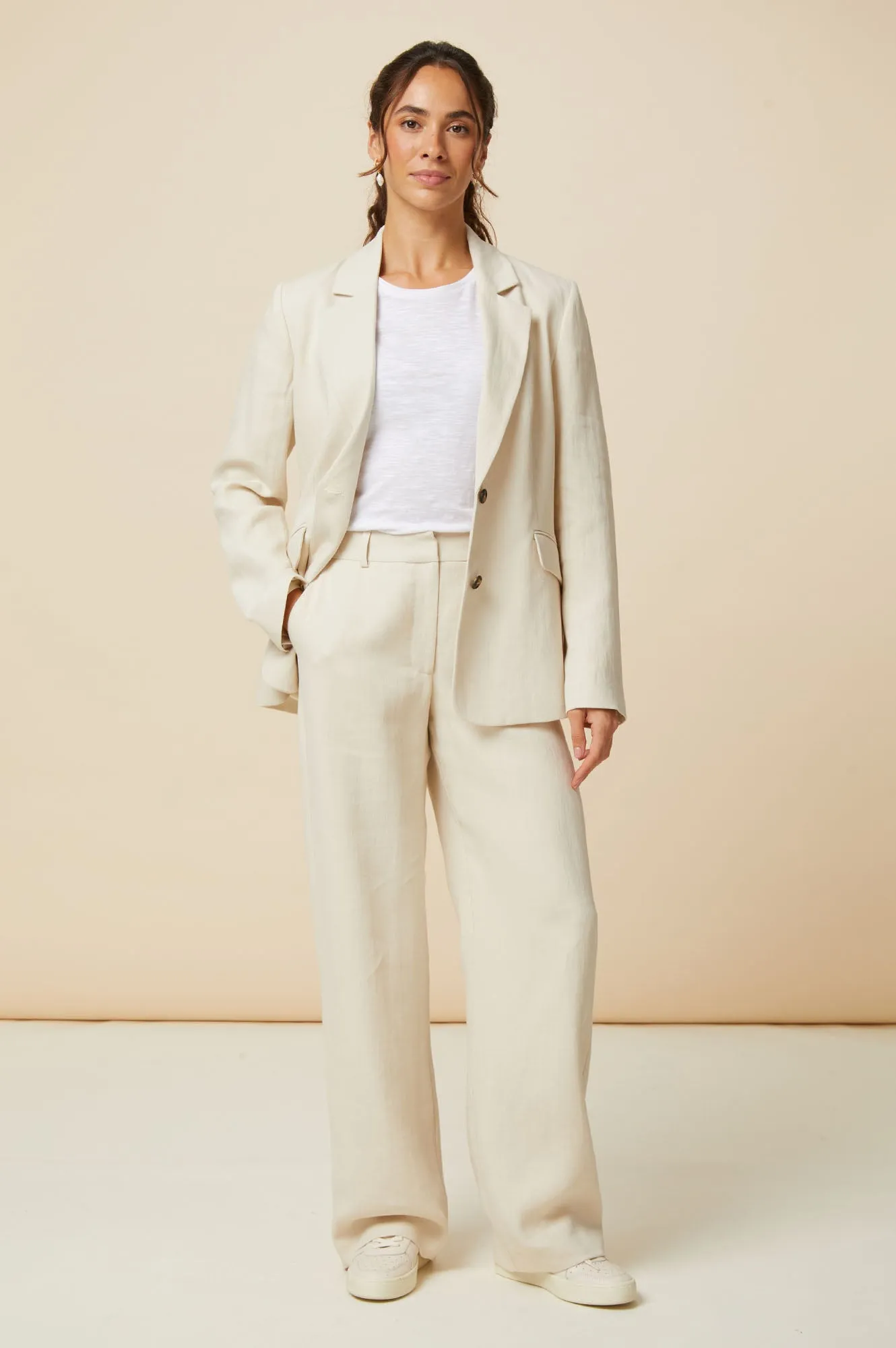 Linen Blend Blazer | Oatmeal