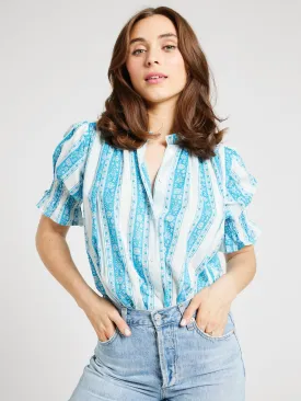 Marnie Top in Aqua Jaipur Stripe