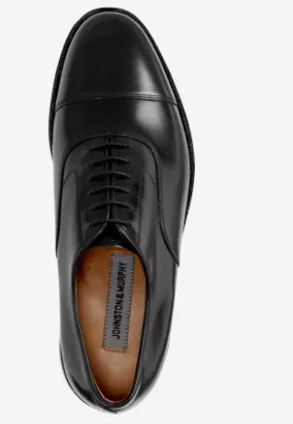 MELTON CAP TOE BLACK I Johnston & Murphy