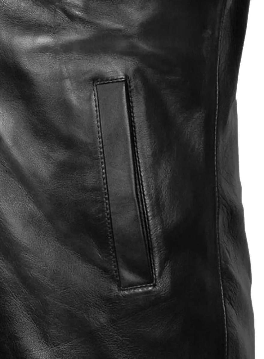 Mens Leather Blazer Black | with Brown Lapels  Nappa Sheepskin