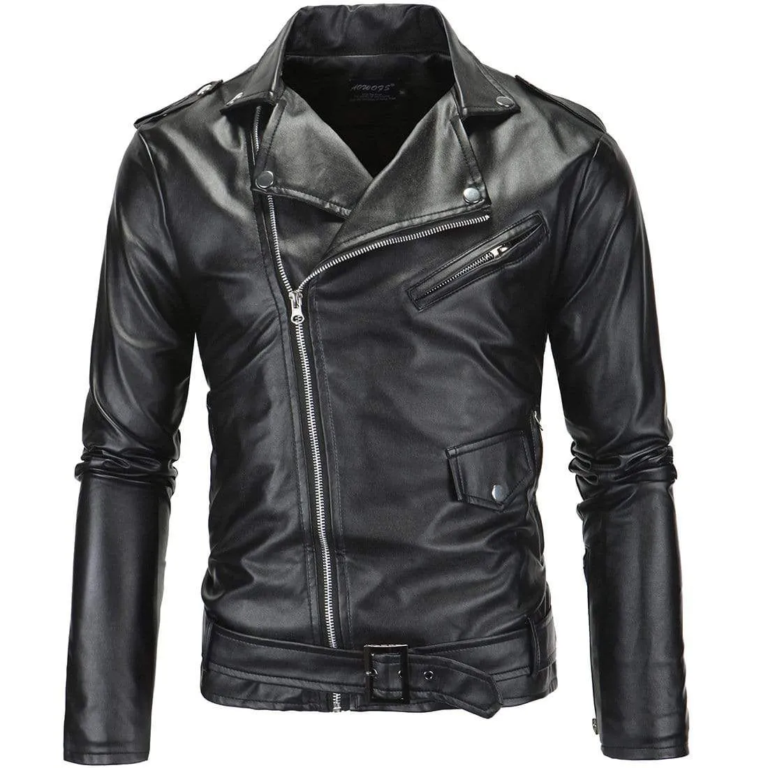 Men's Punk Lapel Front-zip Jackets With Strap