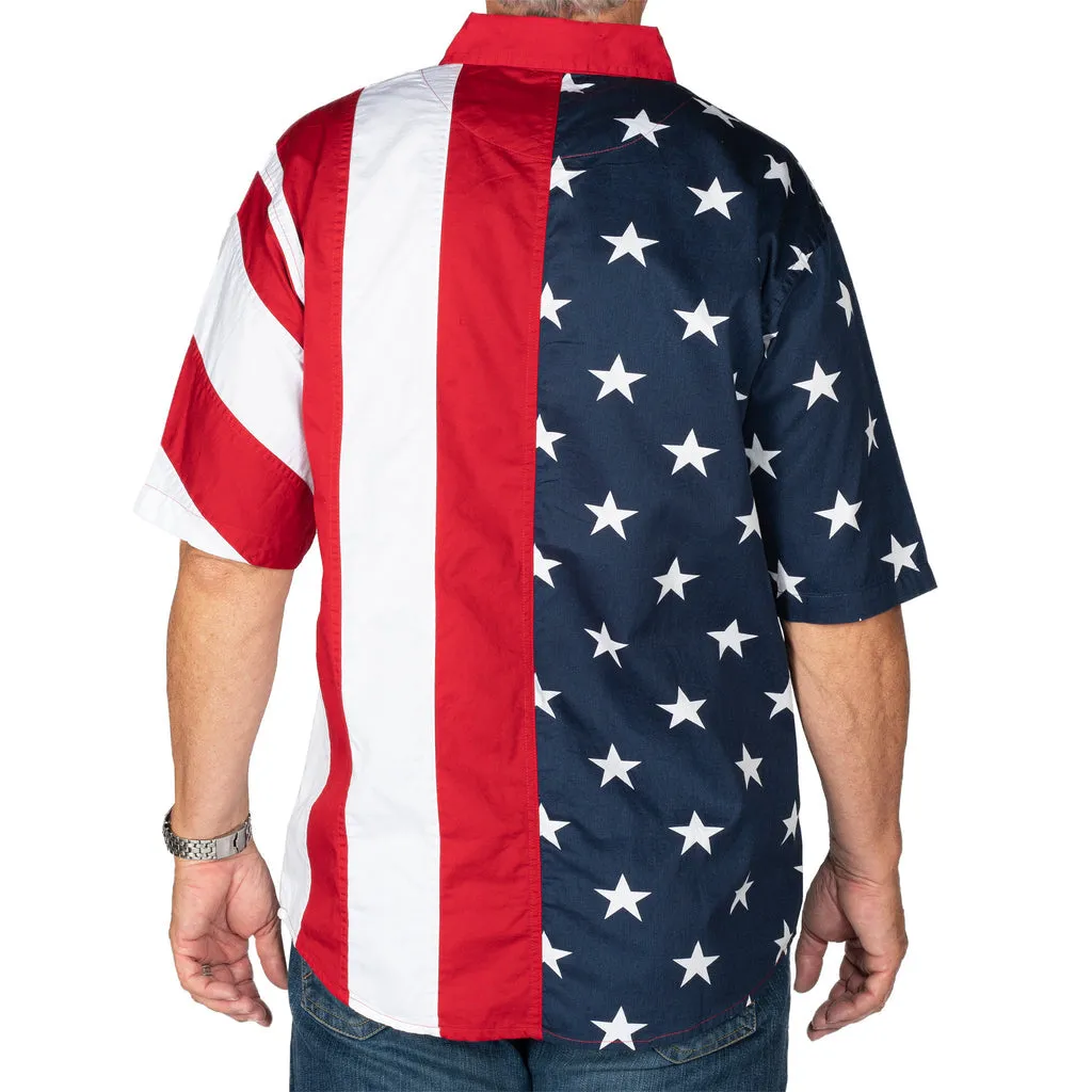 Men's Stars and Stripes 100% Cotton Button Down Shirt